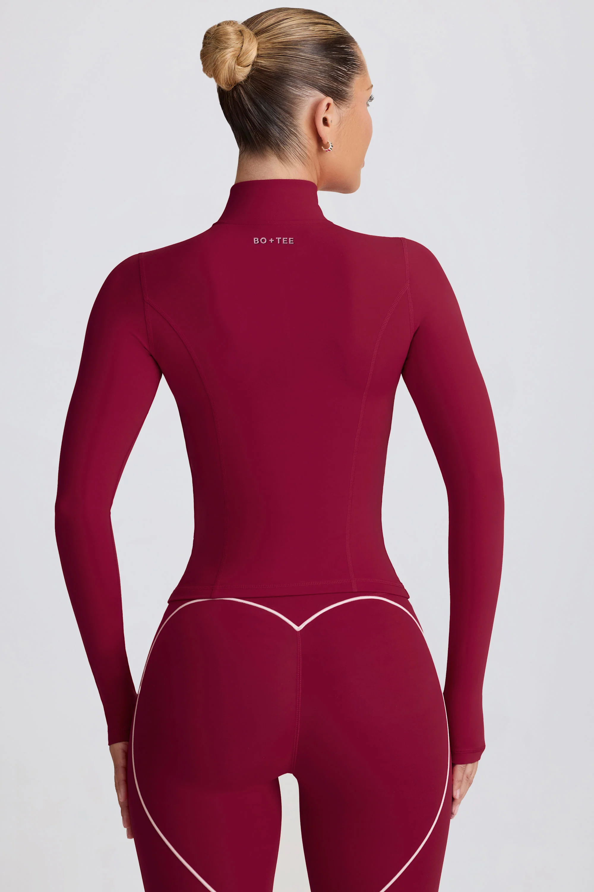 Soft Active Zip-Up Jacket in Burgundy - Image 2