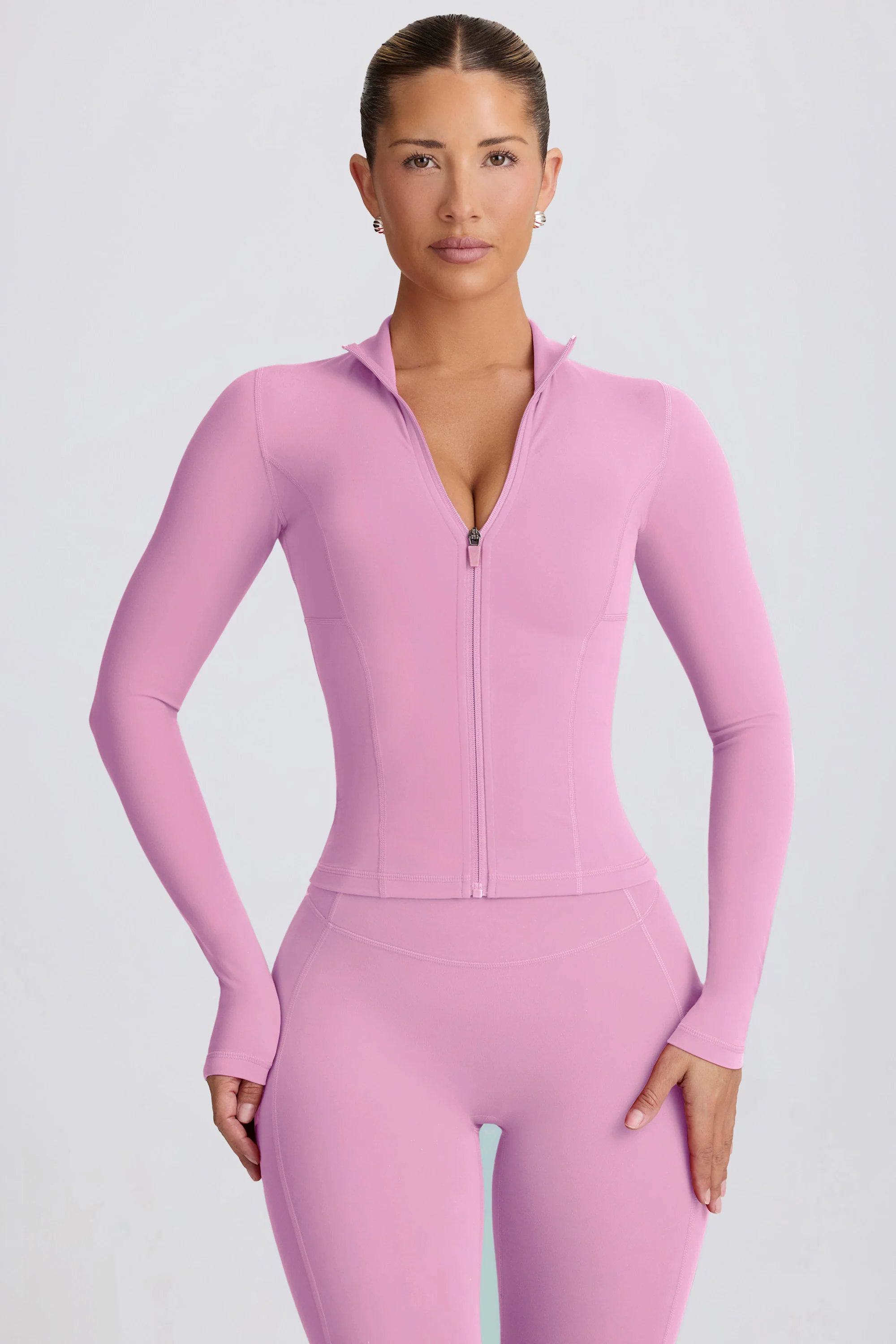 Soft Active Zip-Up Jacket in Dusty Pink - Image 4