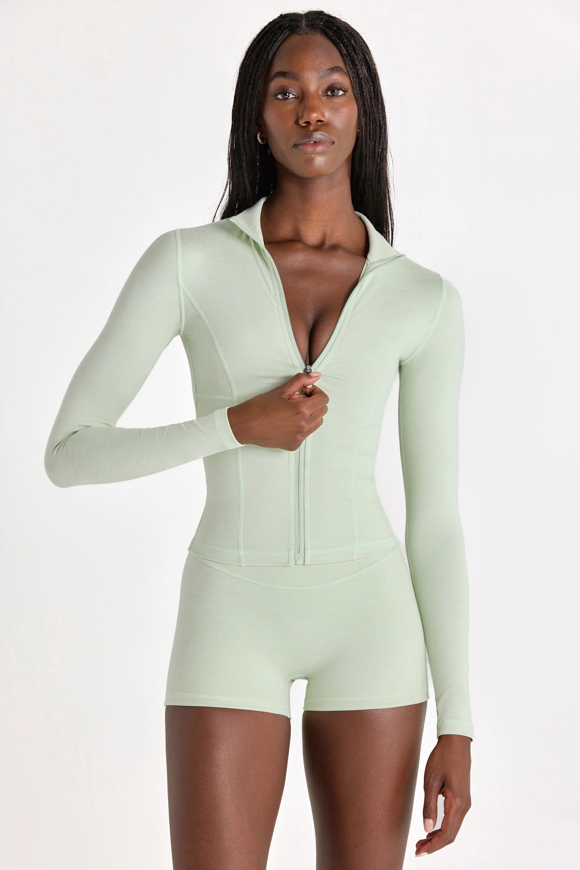 Soft Active Zip-Up Jacket in Pistachio - Image 4