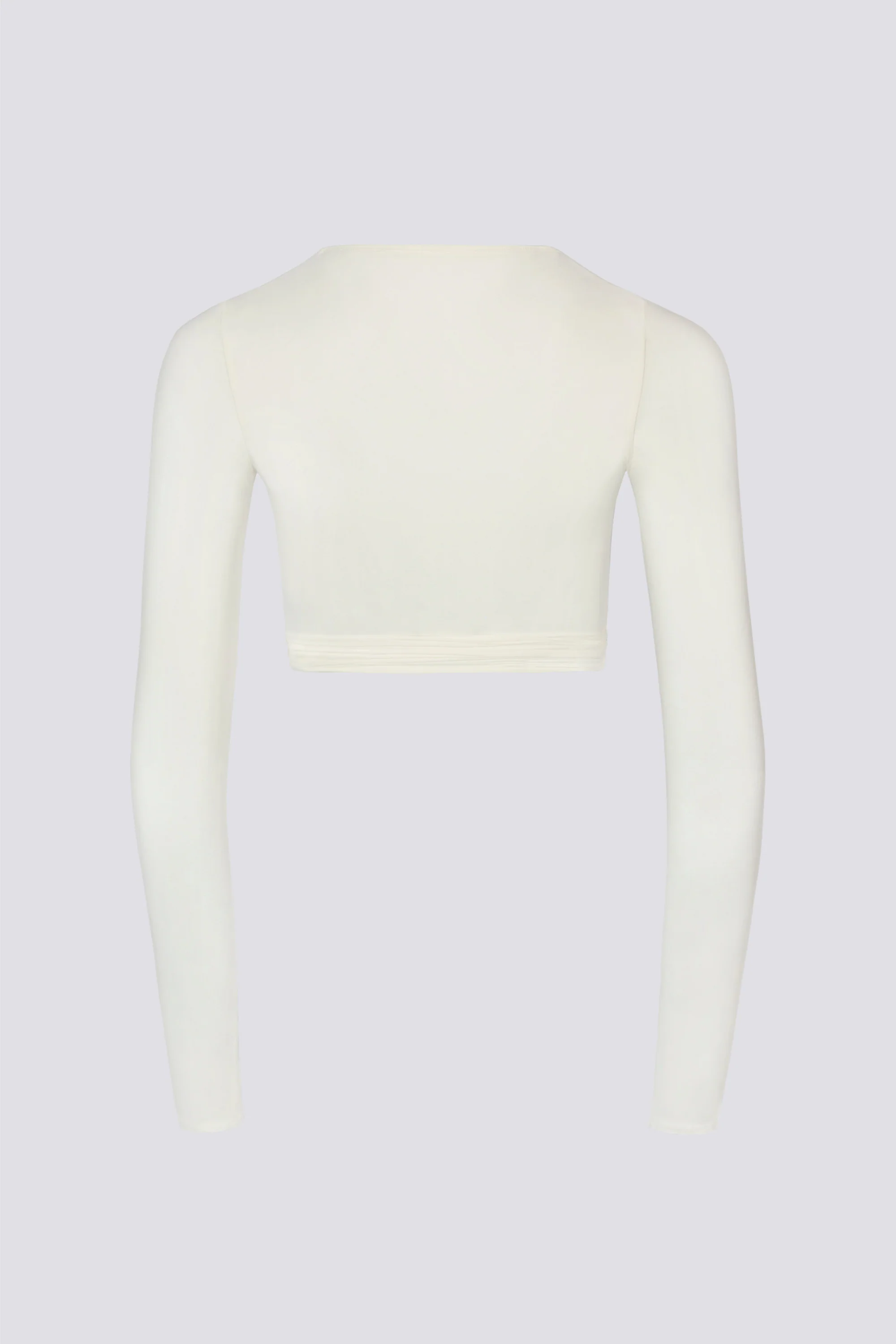 Soft Jersey Wrap Crop Top in White - Image 4