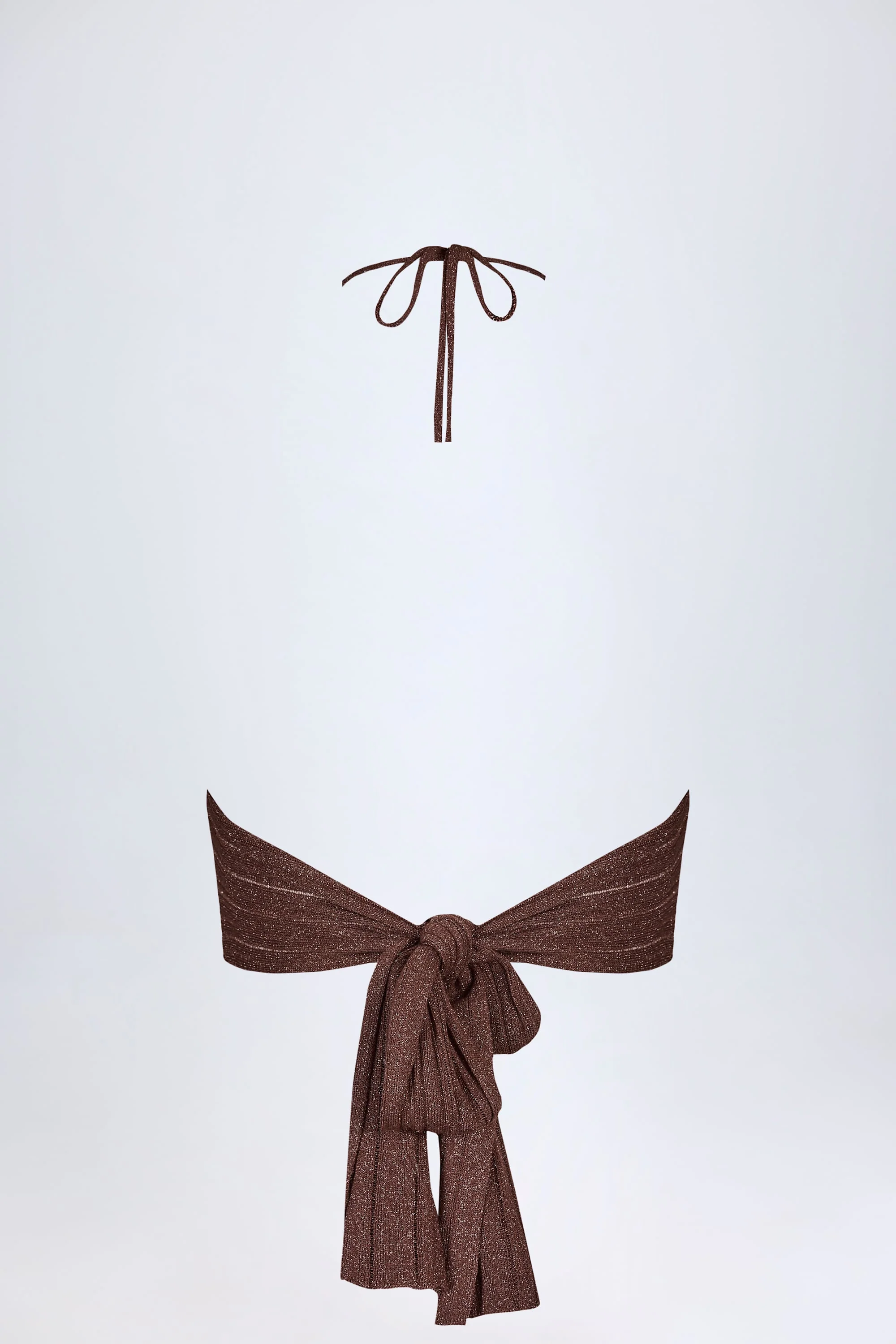 Plunge Halterneck Crop Top in Bronze - Image 10