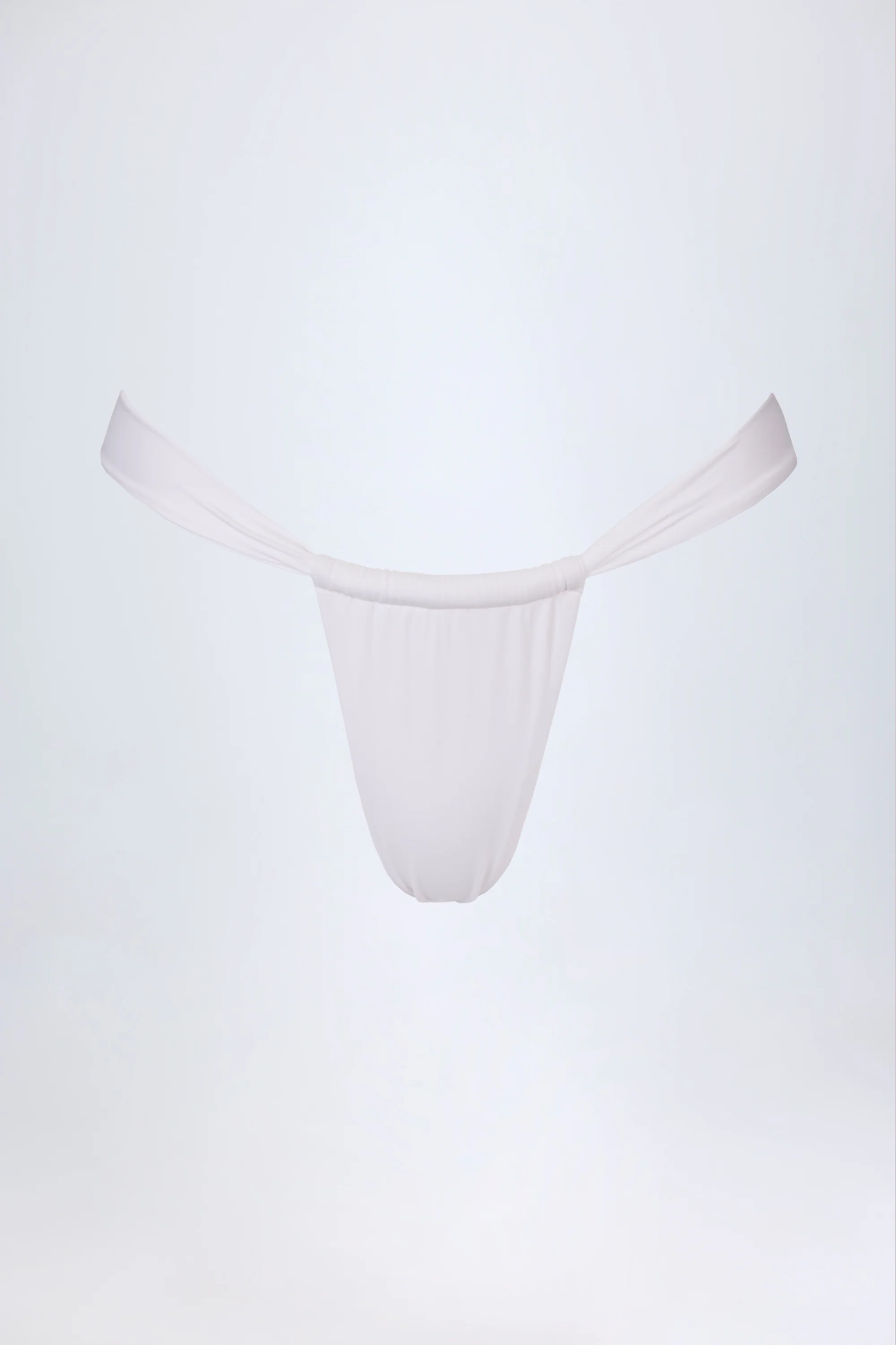 Ruched Thong Bikini Bottoms in White - Image 3