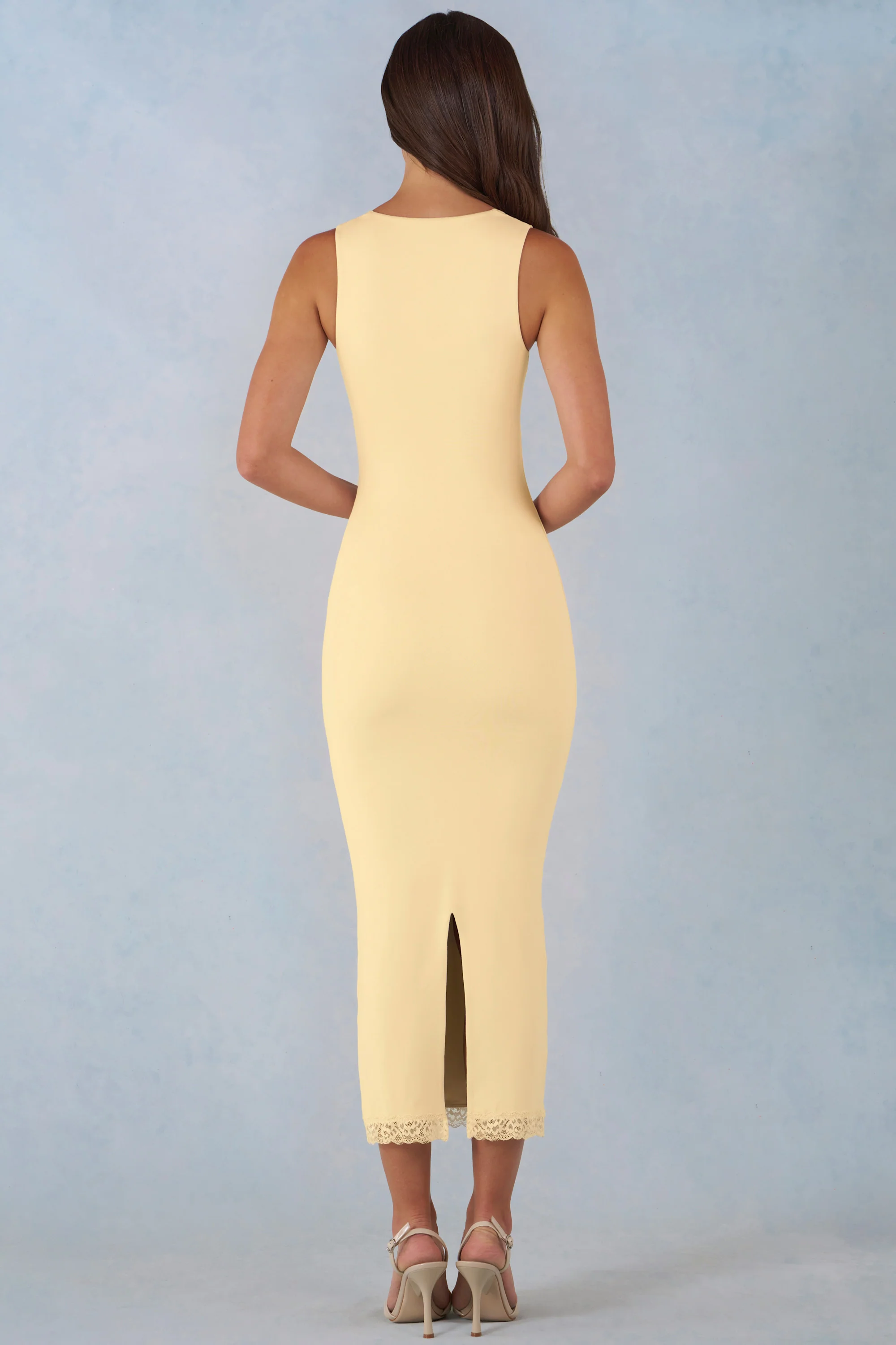 Modal Lace-Trim Midaxi Dress in Butter Yellow - Image 3