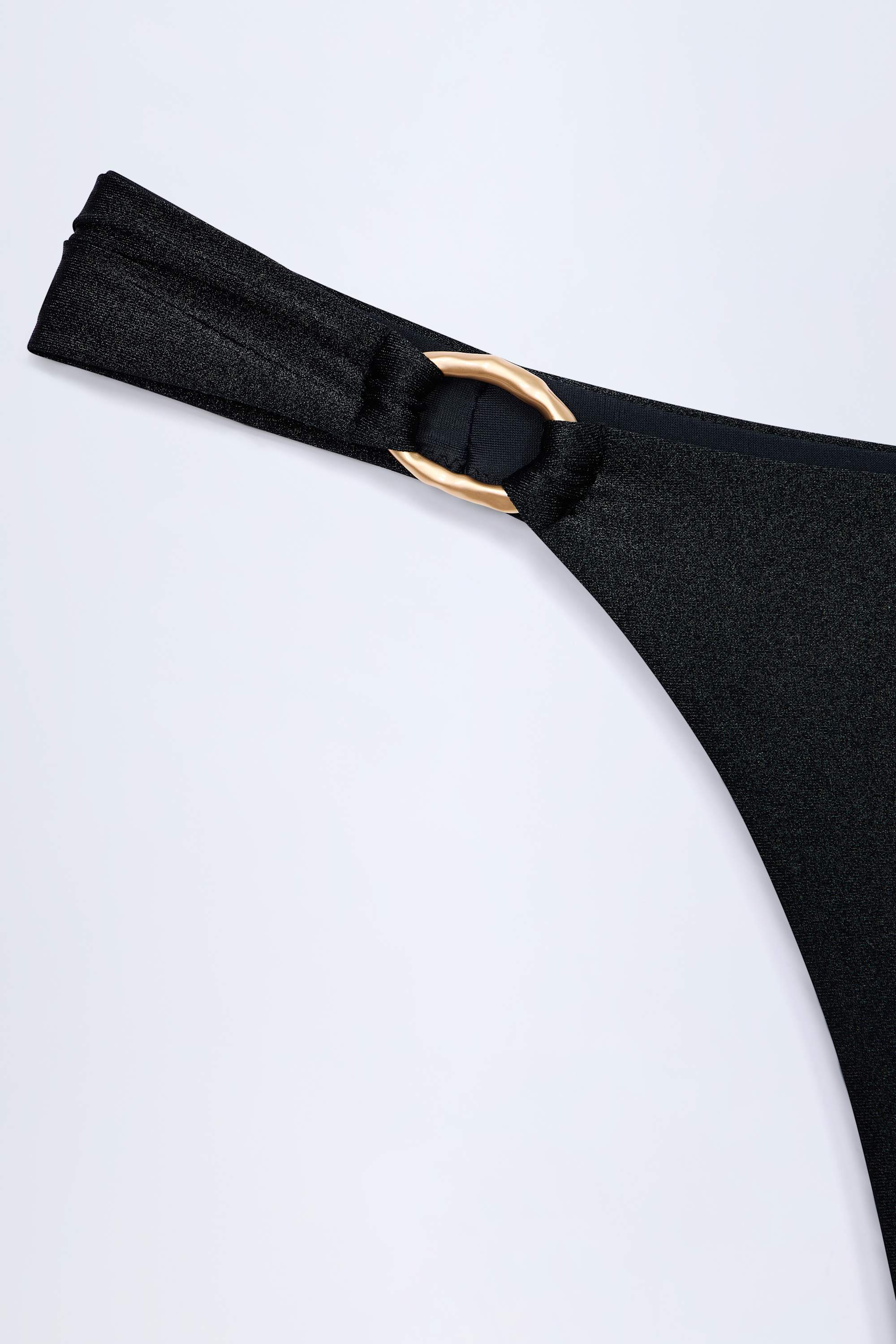 Hardware-Detail Thong Bikini Bottoms in Black - Image 5