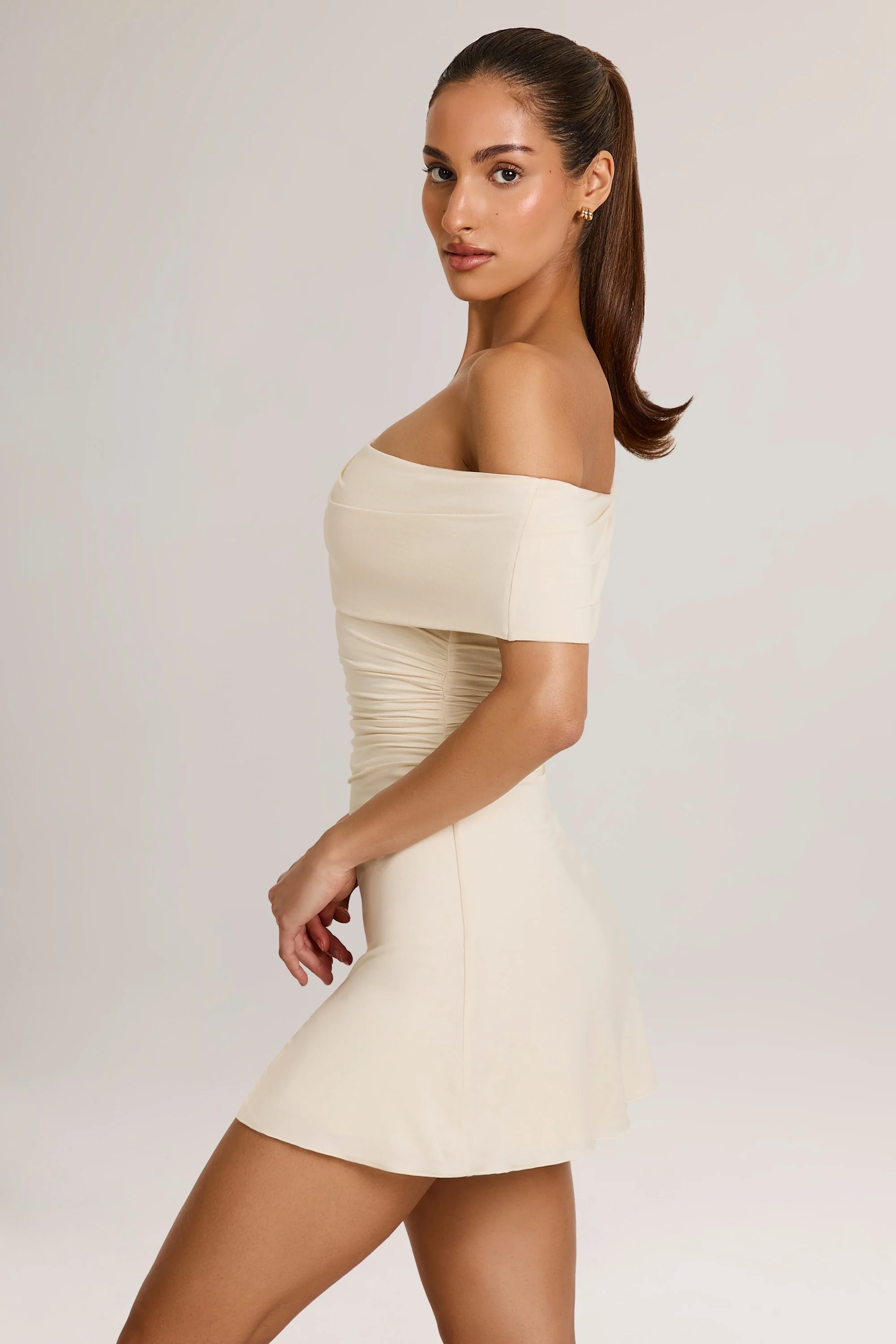 Modal Asymmetric A-Line Mini Dress in Ivory - Image 3