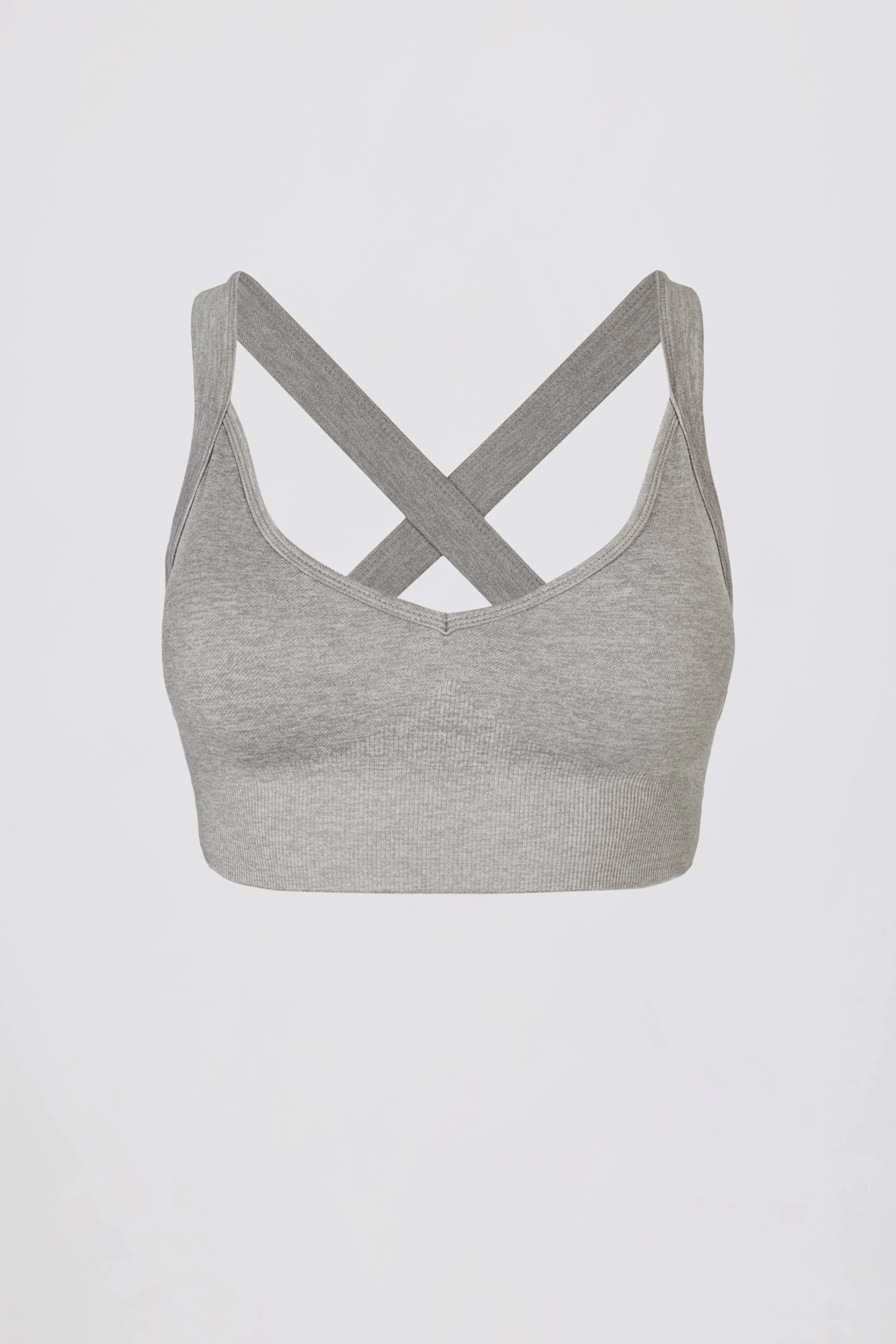 Super Sculpt Seamless Crossback Sports Bra in Grey Marl - Image 3