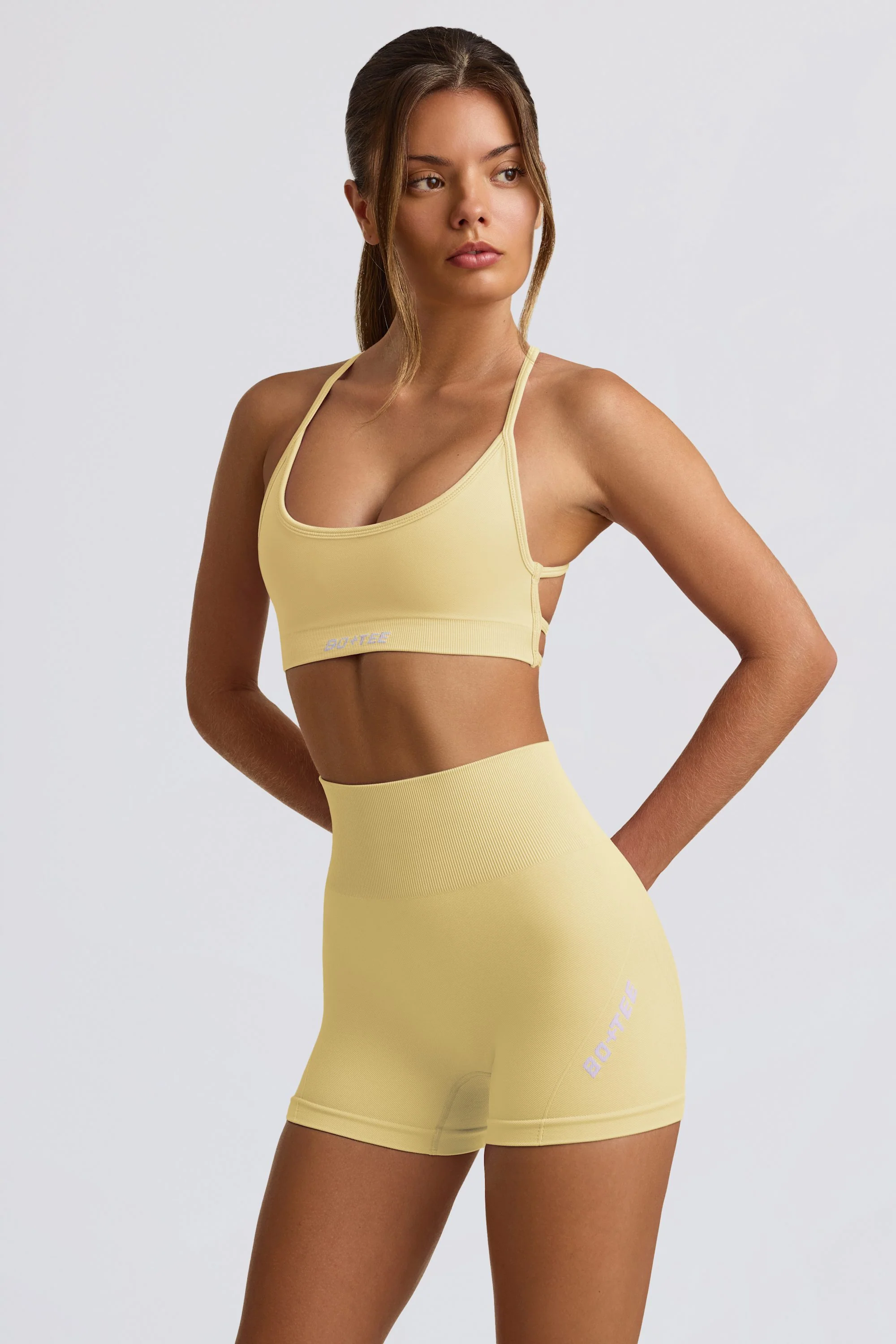 Super Sculpt Seamless Mini Shorts in Butter - Image 3