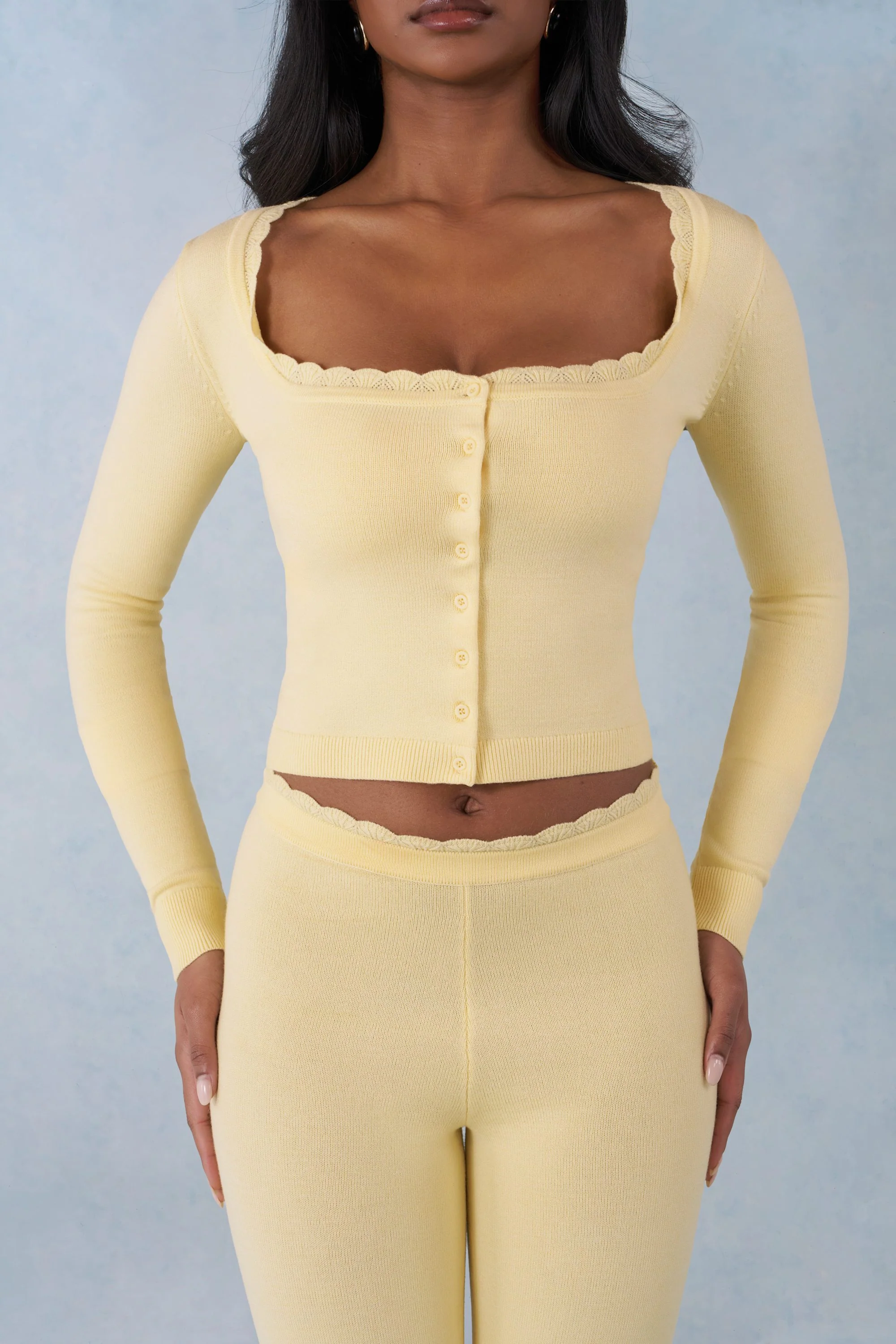 Knit Long-Sleeve Cardigan in Butter Yellow - Image 2