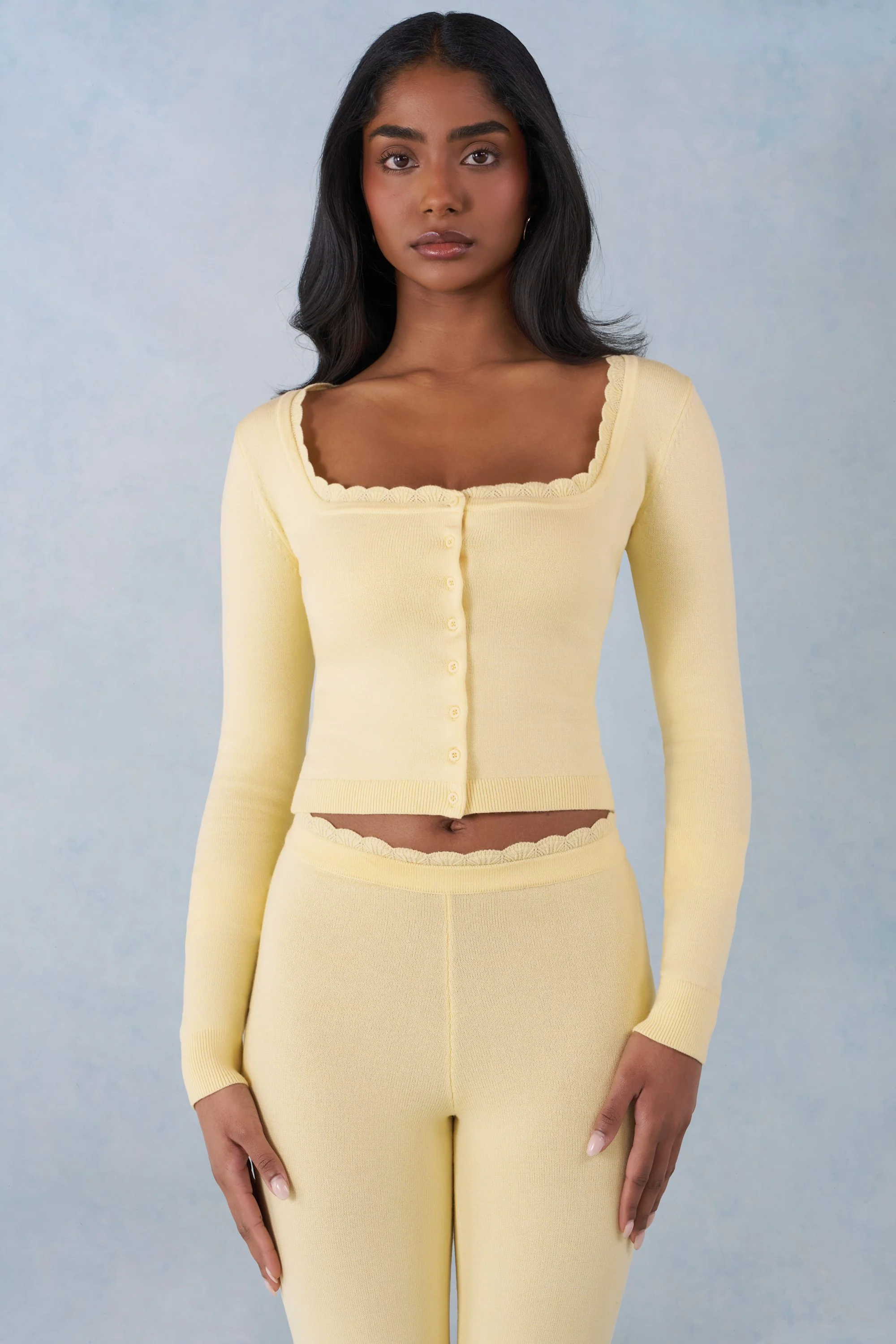 Knit Long-Sleeve Cardigan in Butter Yellow - Image 6