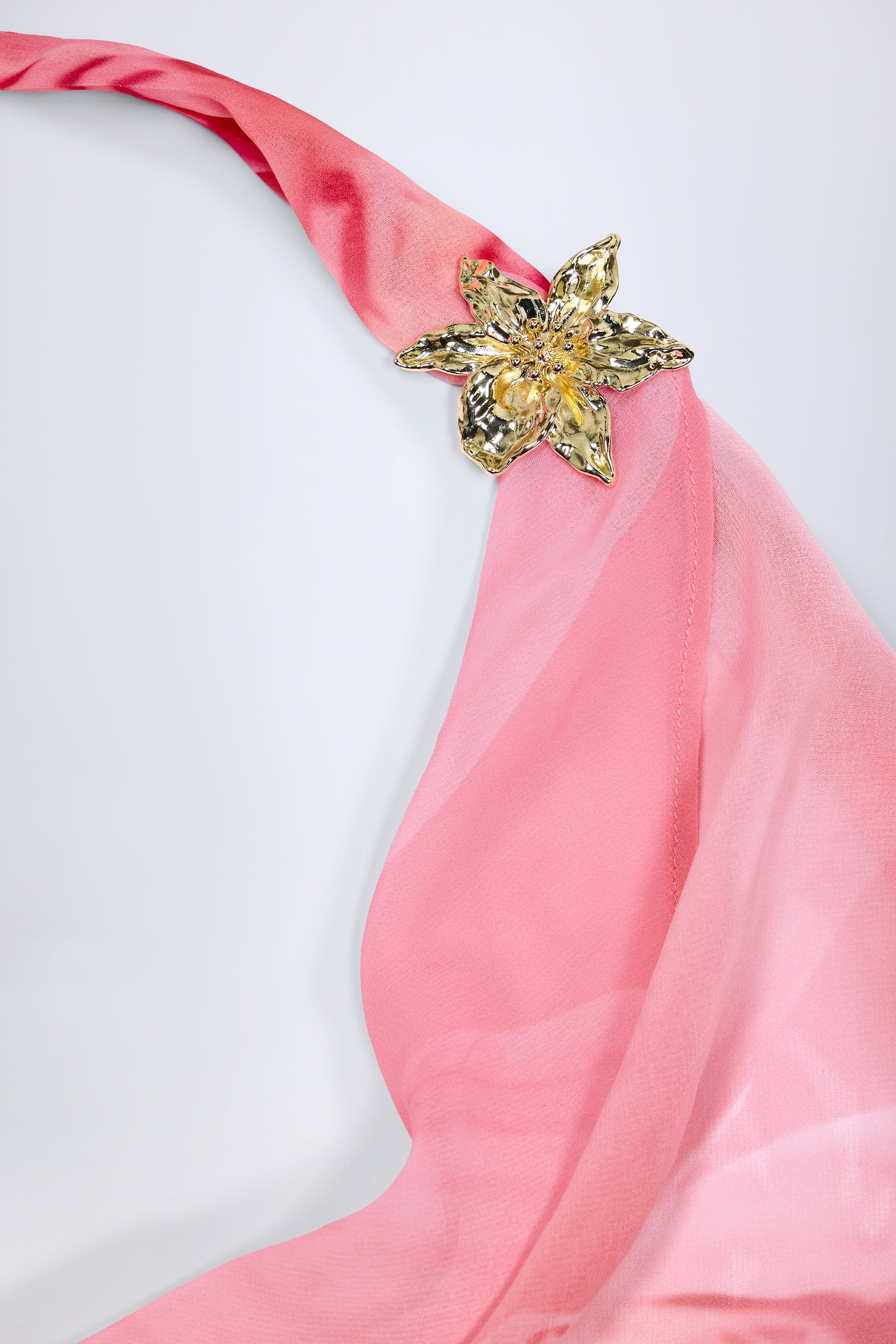 Cowl-Neck Hardware-Detail Maxi Dress in Pink Orchid Print - Image 5