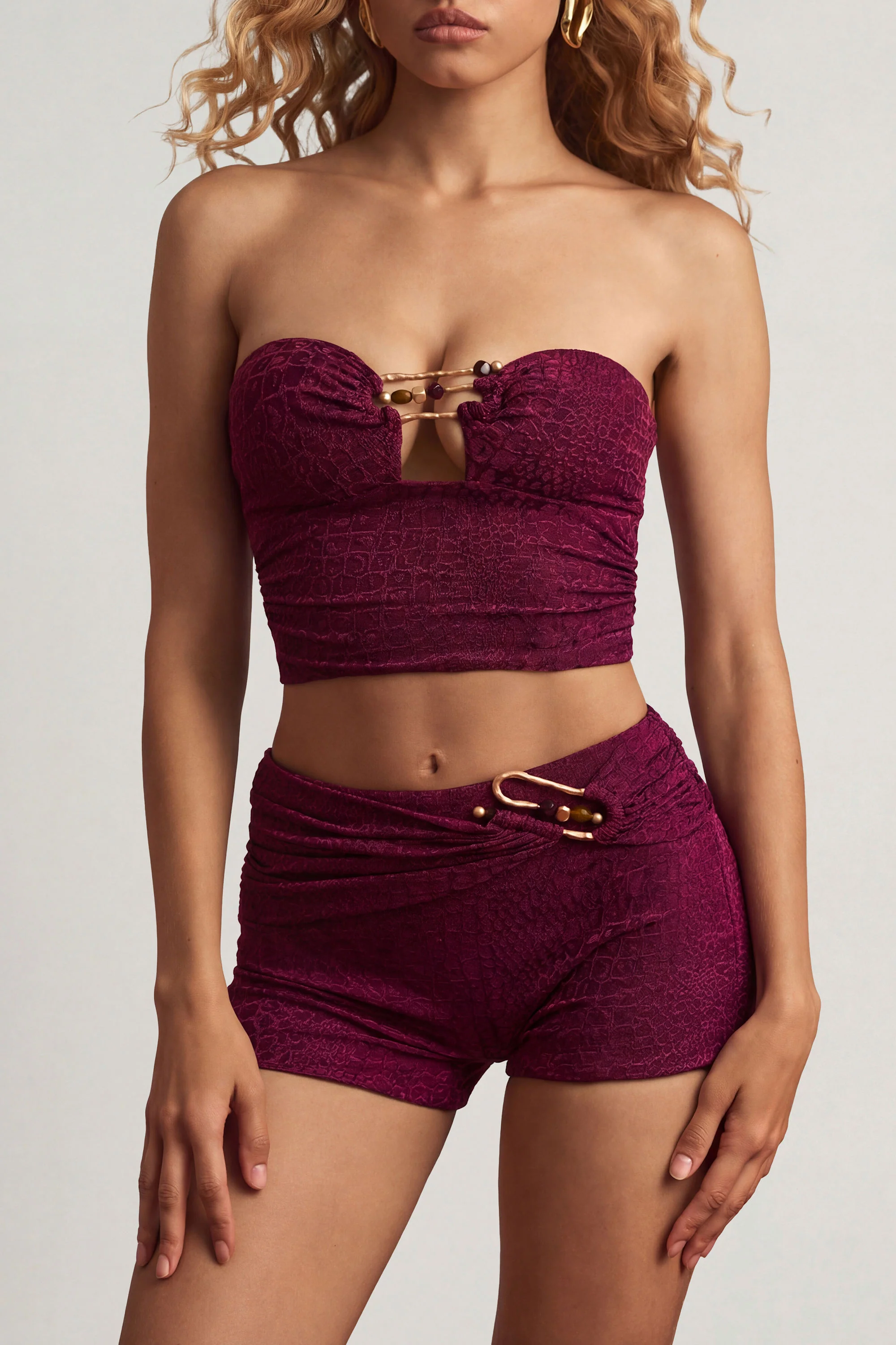 Mid-Rise Shorts in Berry Purple - Image 4