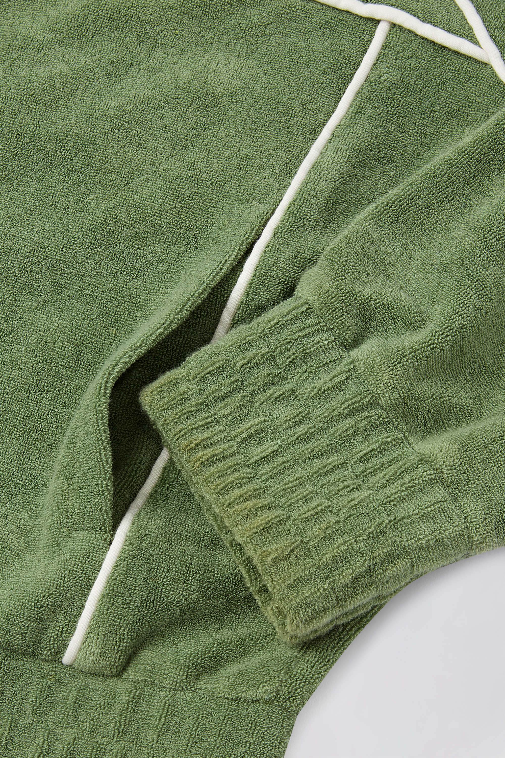 Terry Towelling Zip-Up Cropped Sweatshirt in Jade - Image 5