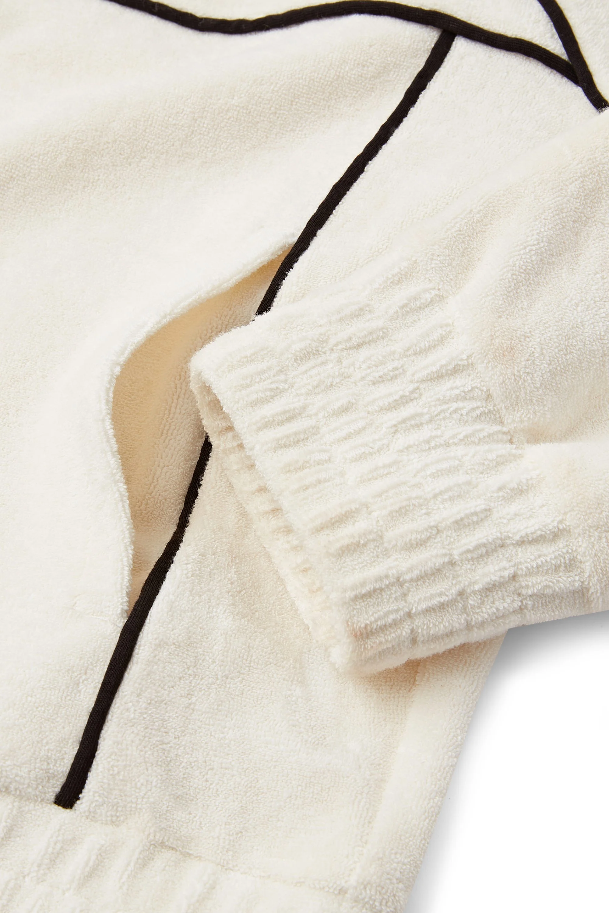 Terry Towelling Zip-Up Cropped Sweatshirt in Ivory - Image 5