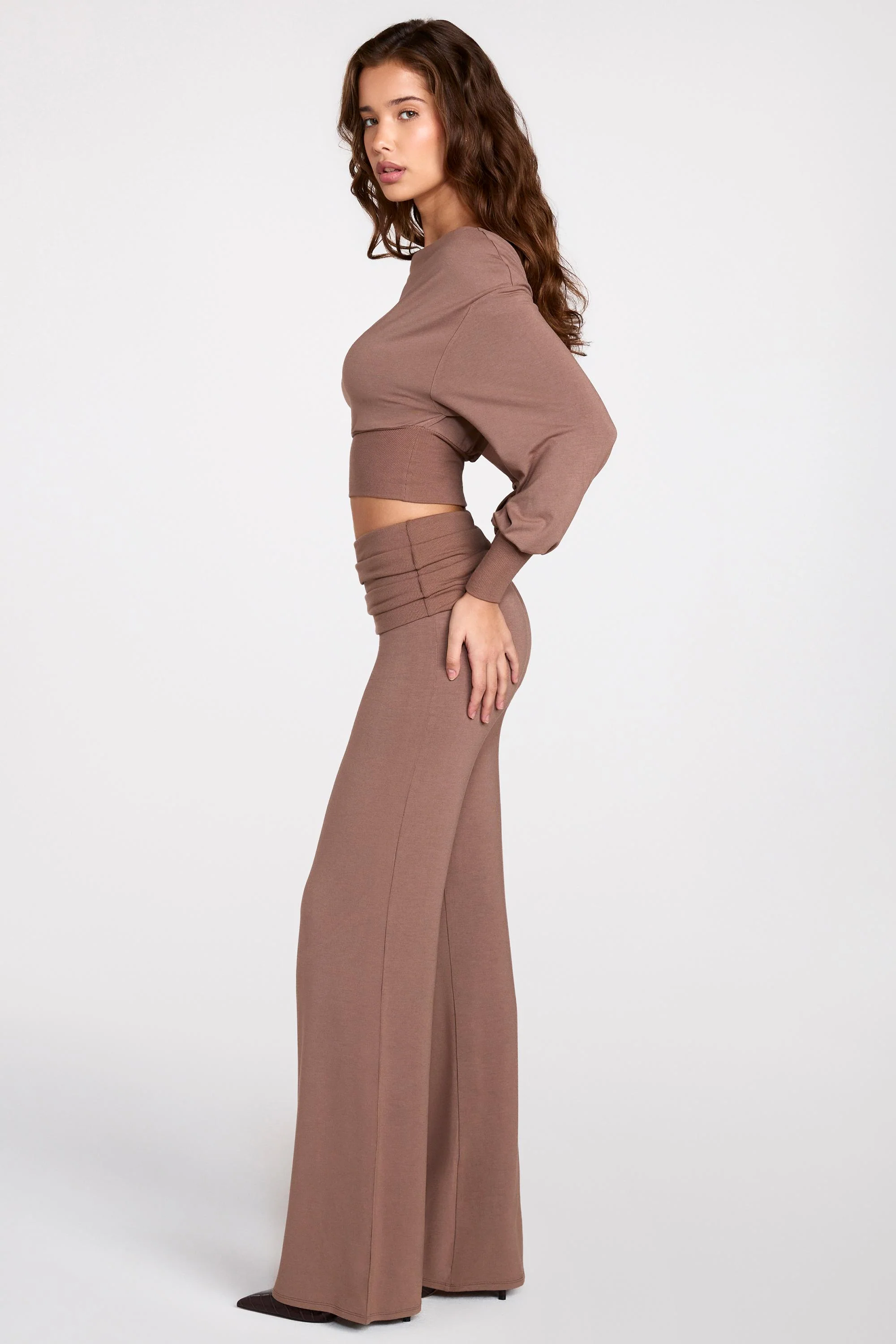 Modal Low-Rise Straight-Leg Trousers in Mocha - Image 4