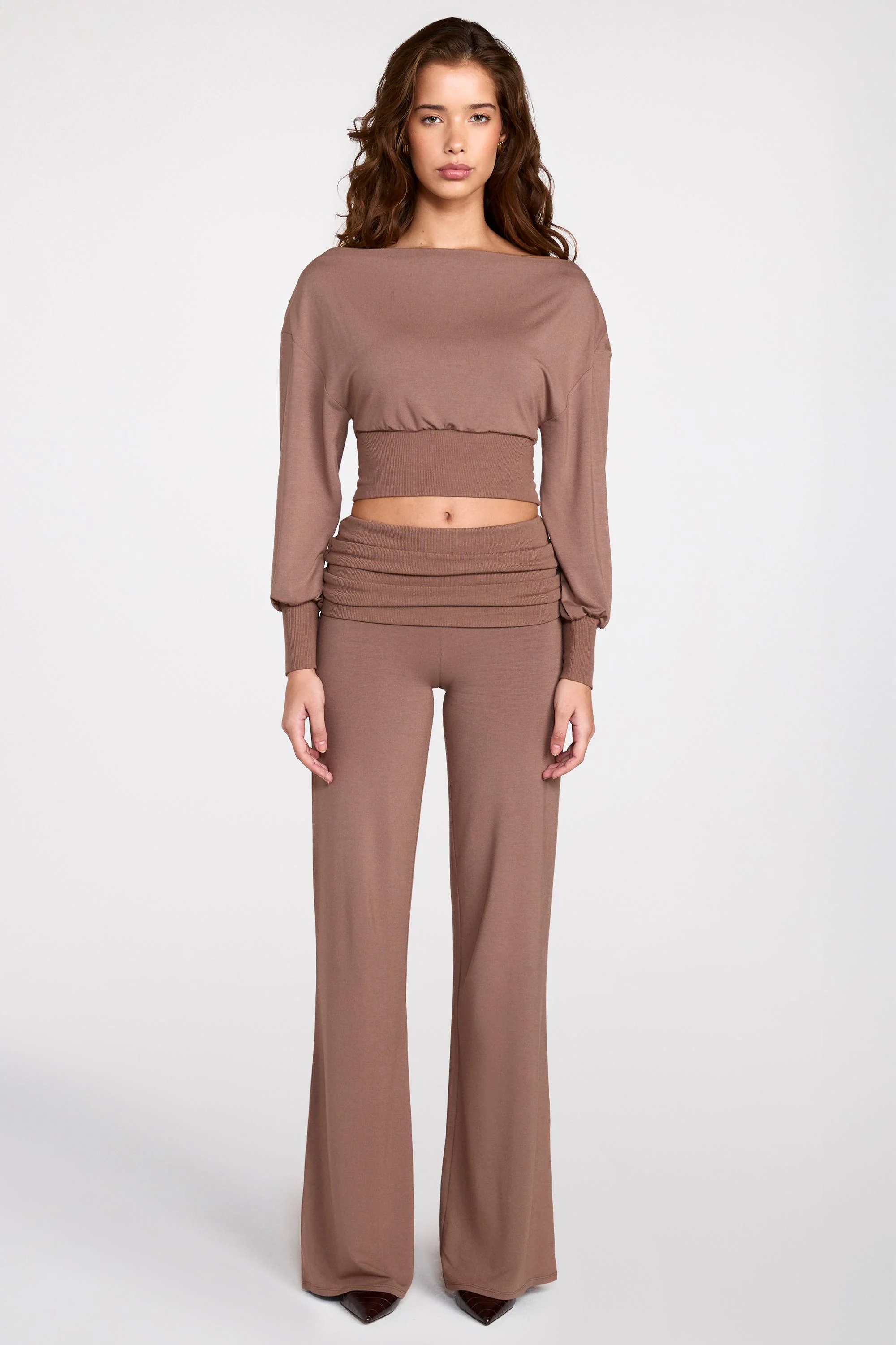 Modal Low-Rise Straight-Leg Trousers in Mocha - Image 5