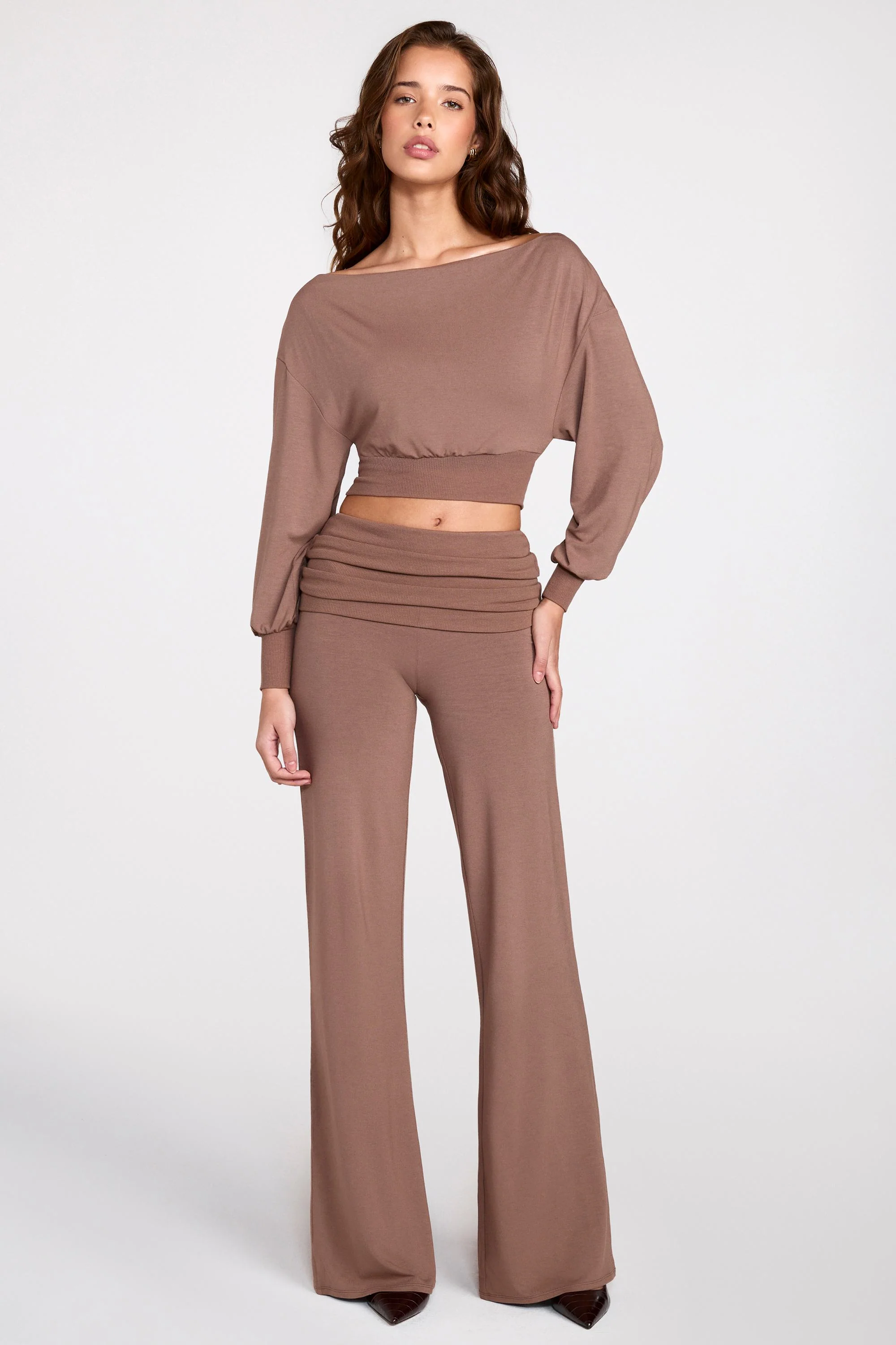 Modal Low-Rise Straight-Leg Trousers in Mocha - Image 8