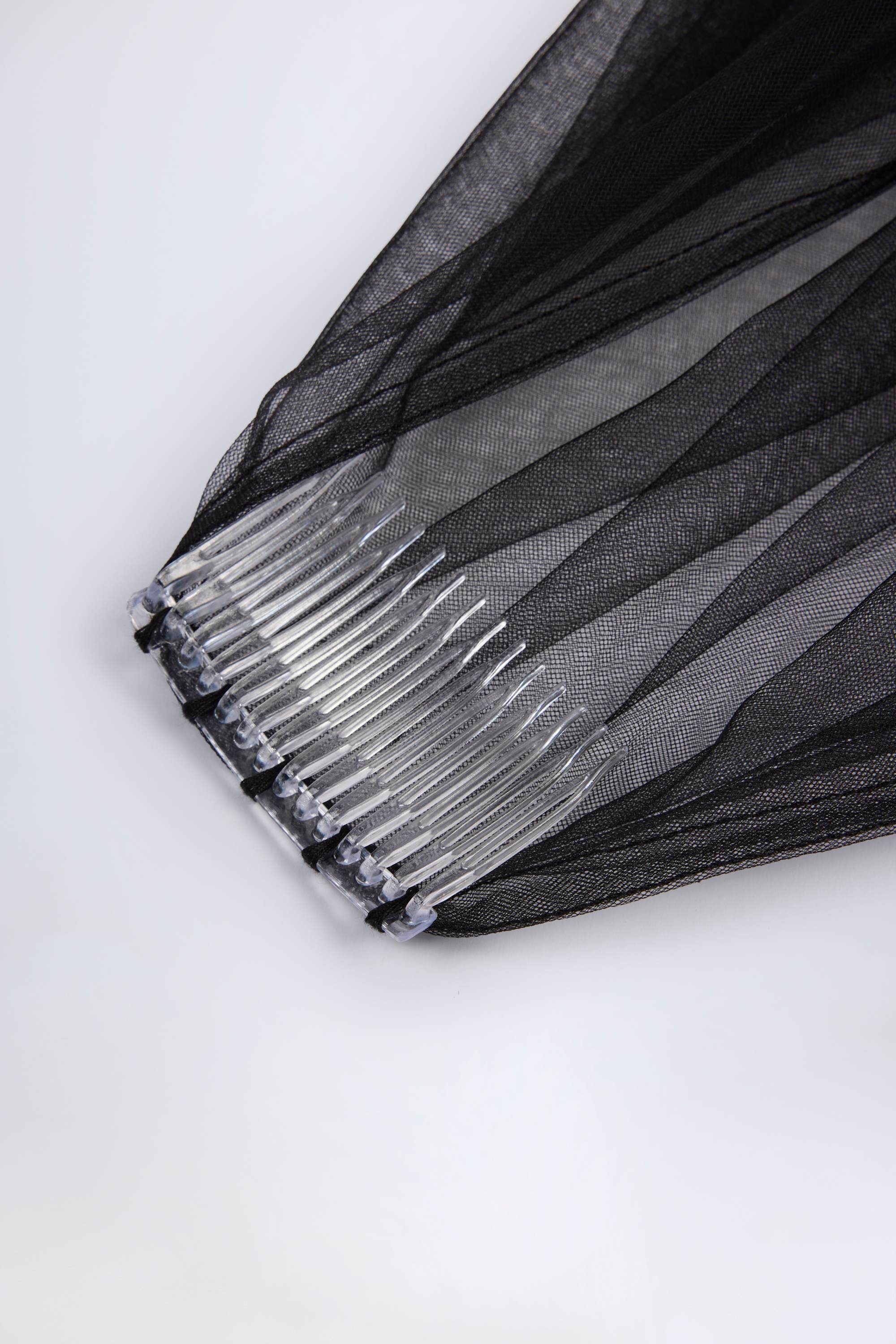 Lace-Trim Veil in Black - Image 4