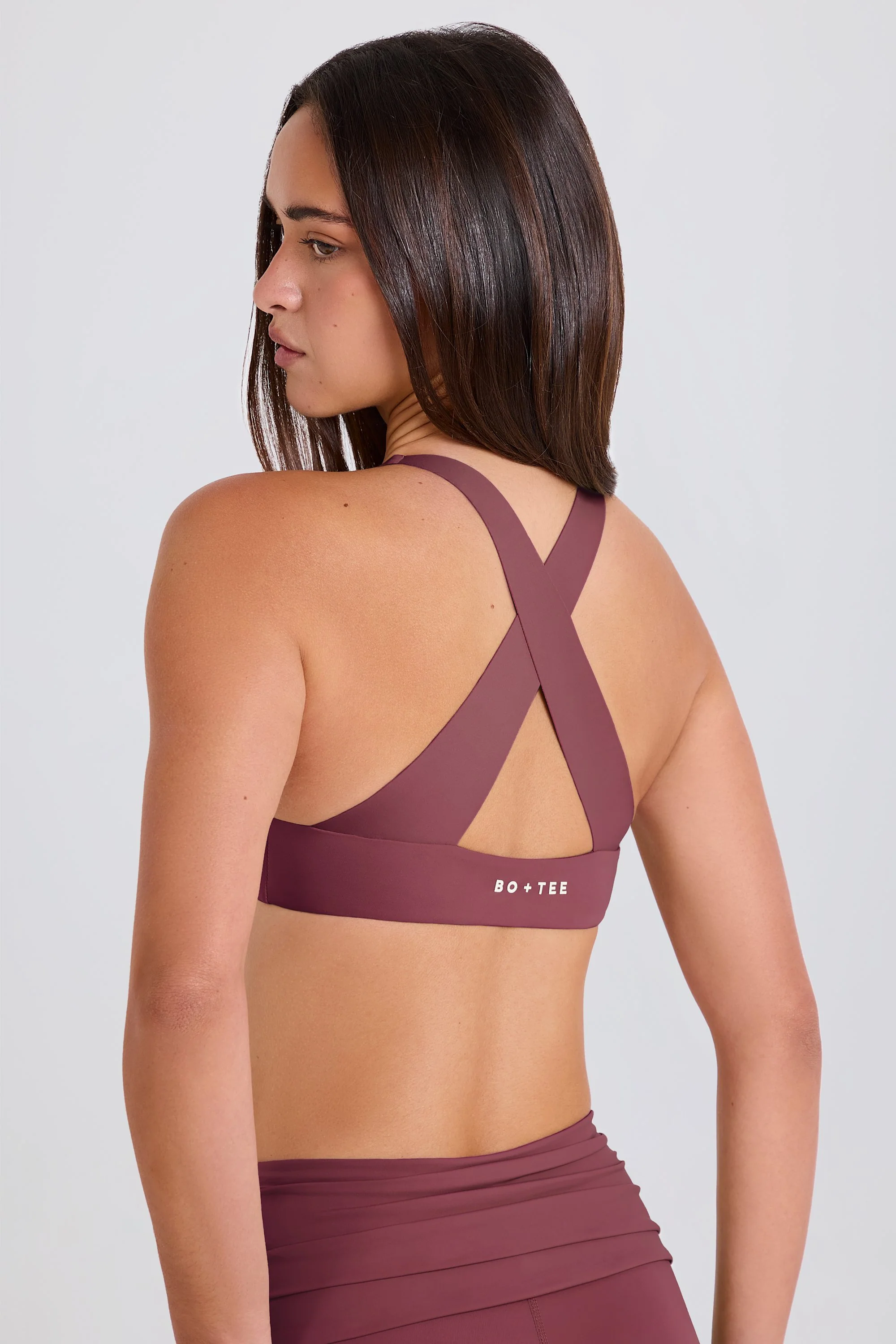 Crossback V-Neck Sports Bra in Acai - Image 2