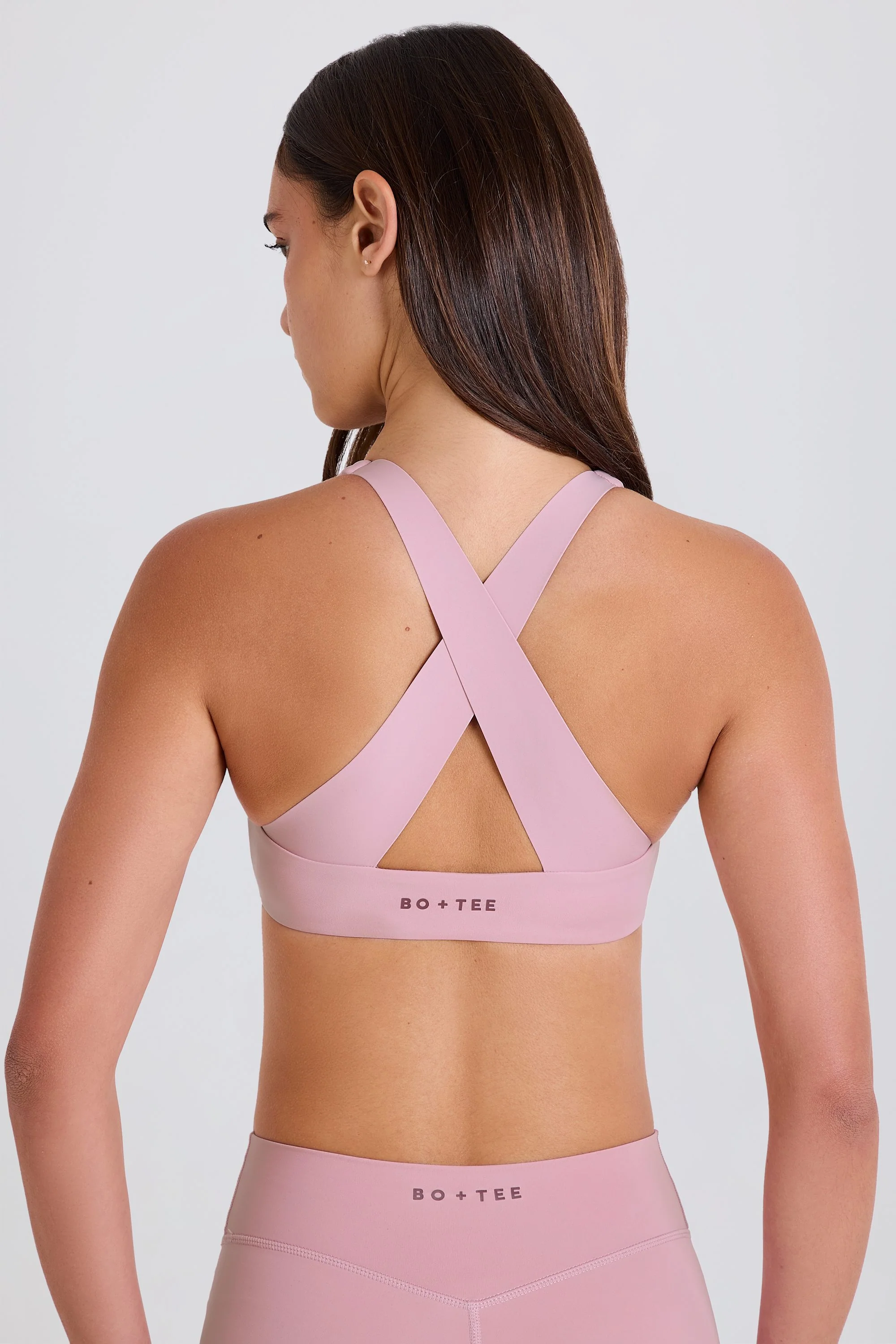 Crossback V-Neck Sports Bra in Mauve - Image 4