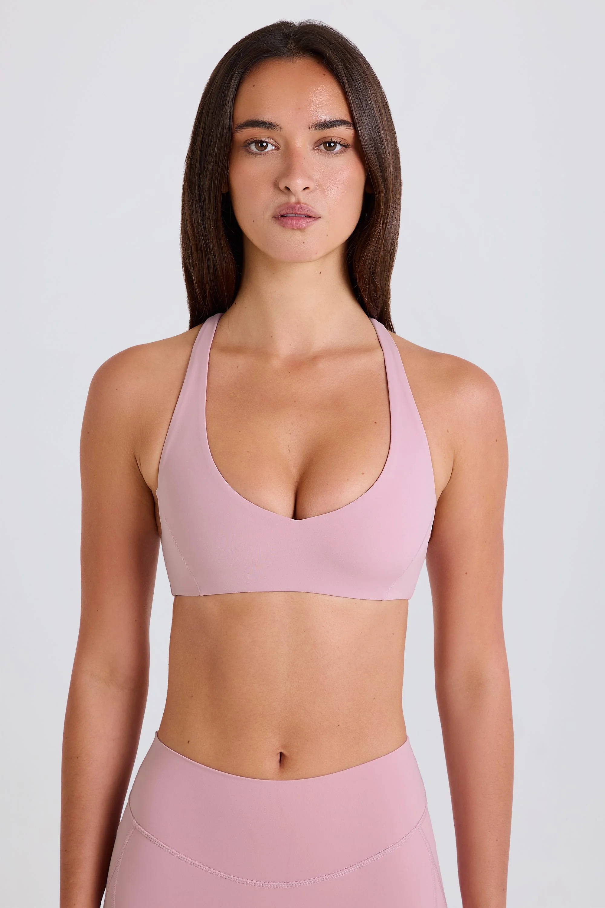 Crossback V-Neck Sports Bra in Mauve - Image 6