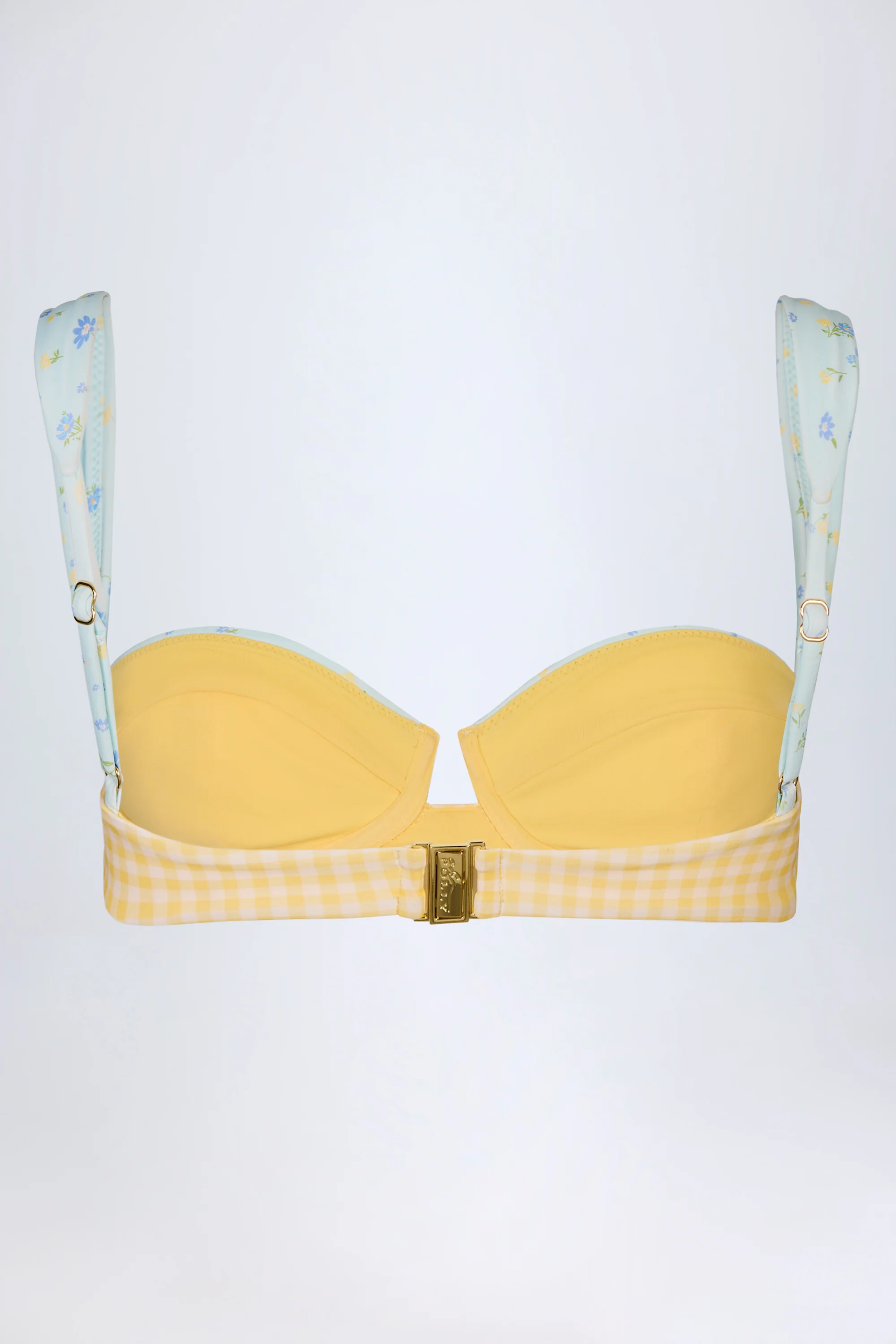 Underwired Balconette Bikini Top in Yellow Gingham - Image 5