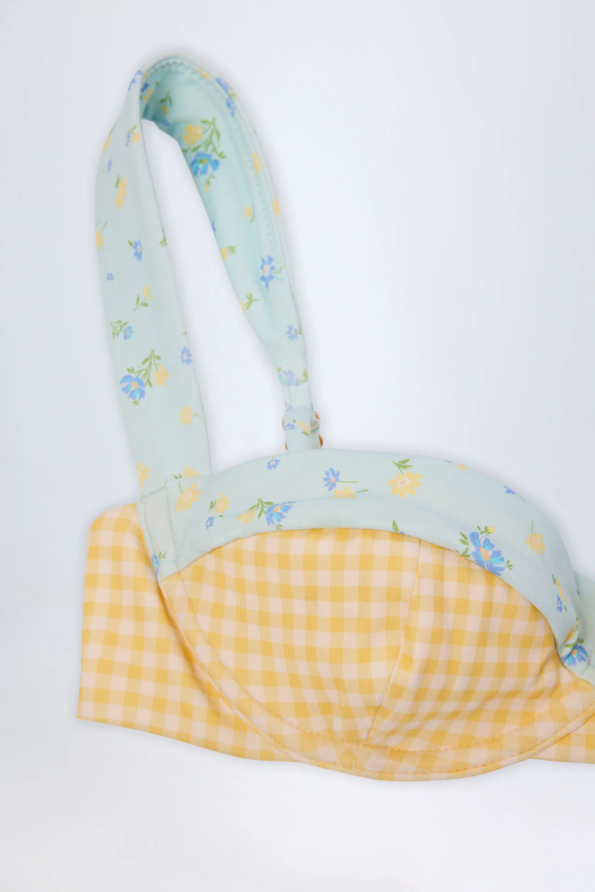 Underwired Balconette Bikini Top in Yellow Gingham - Image 7