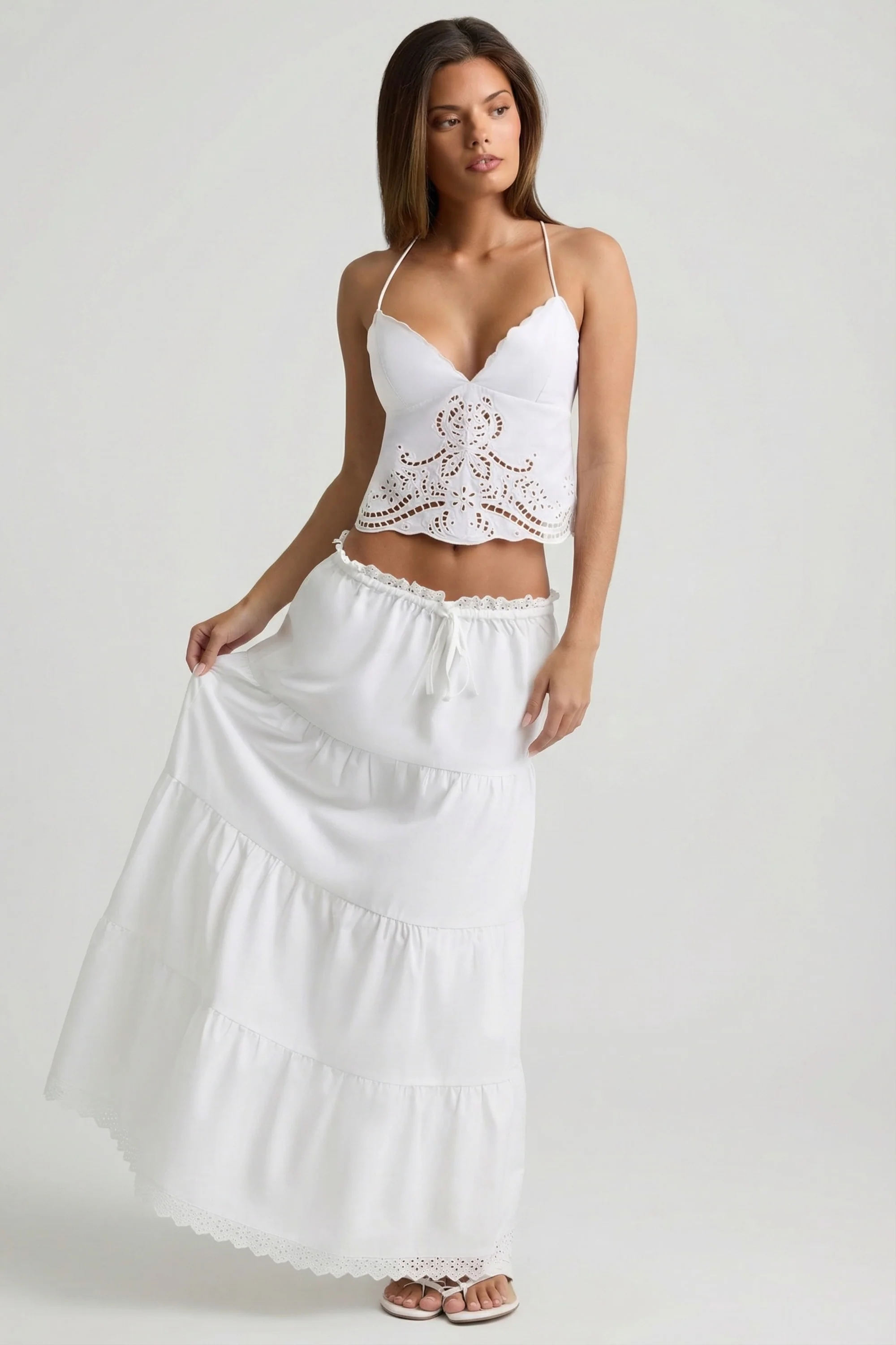 Cutwork Backless Cotton-Poplin Camisole Top in White - Image 5