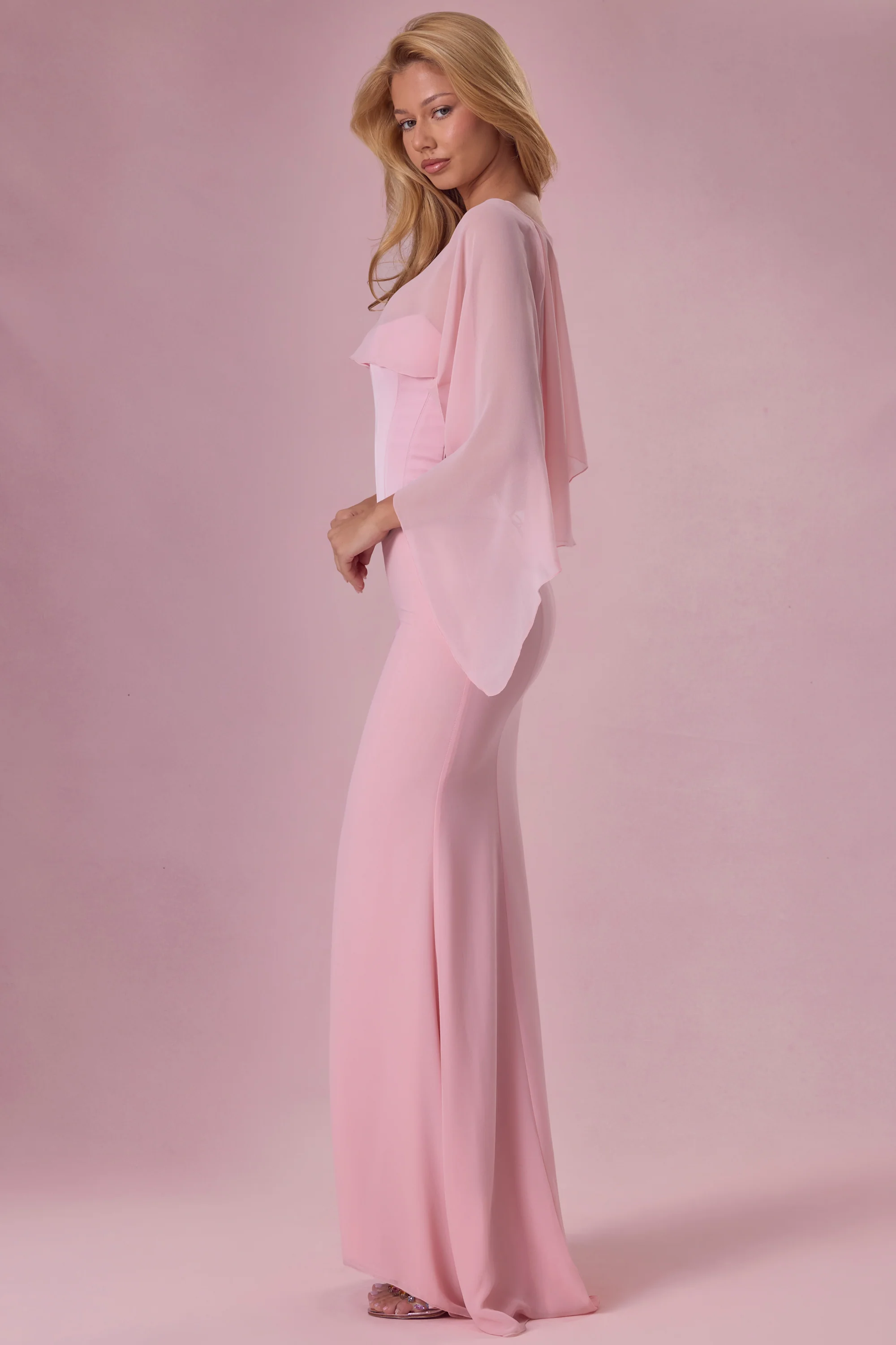 Chiffon Cape in Blush Pink - Image 3