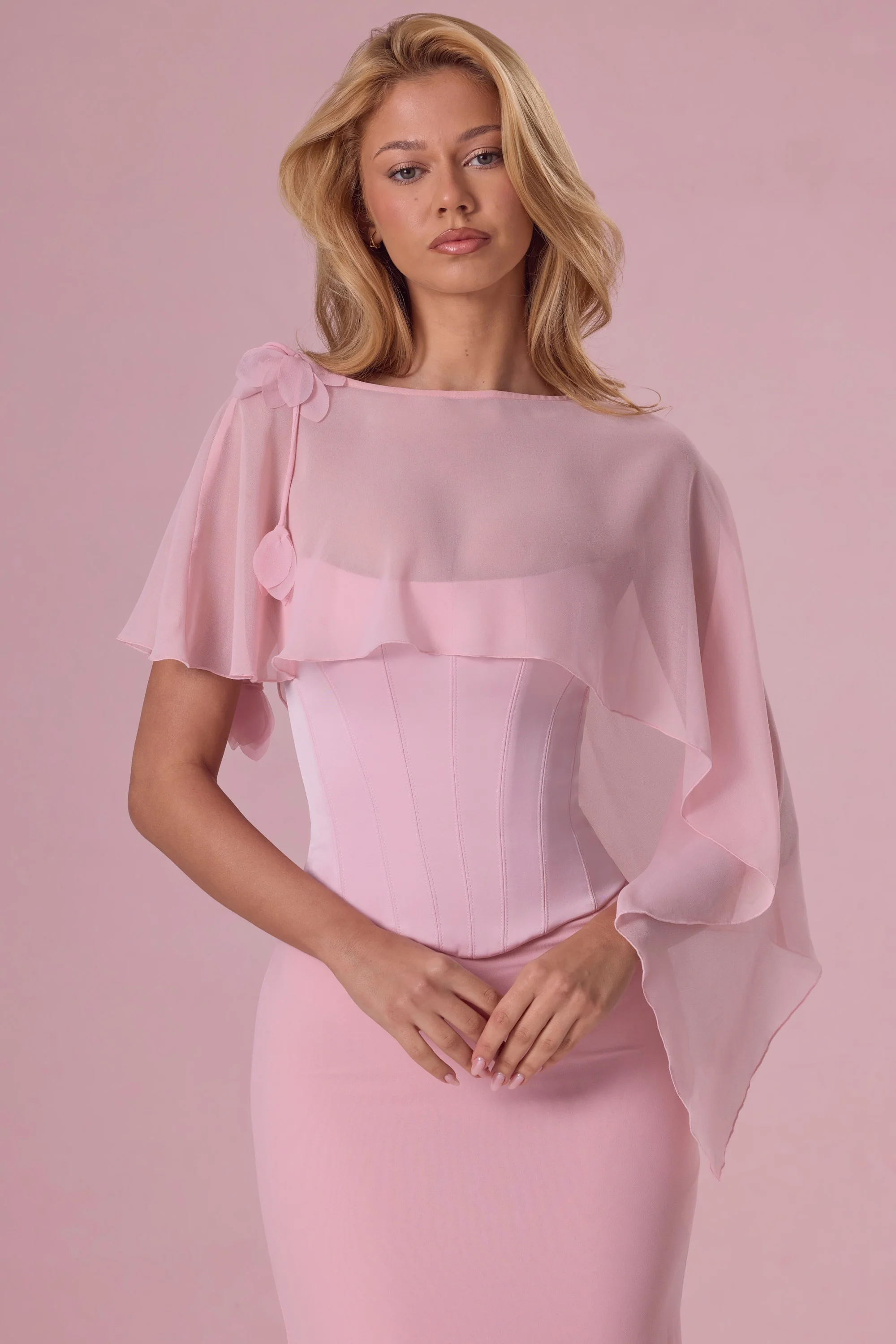 Chiffon Cape in Blush Pink - Image 4