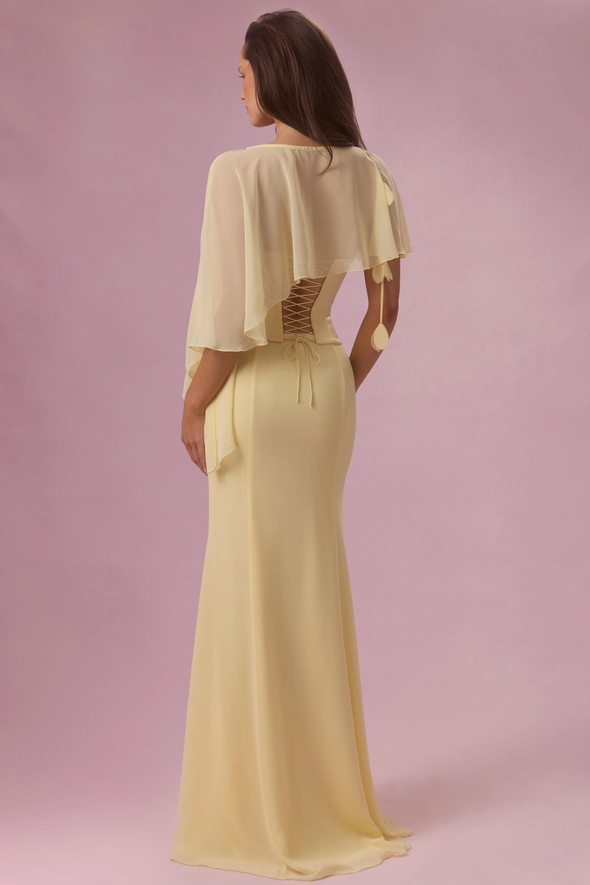 Chiffon Cape in Butter Yellow - Image 2