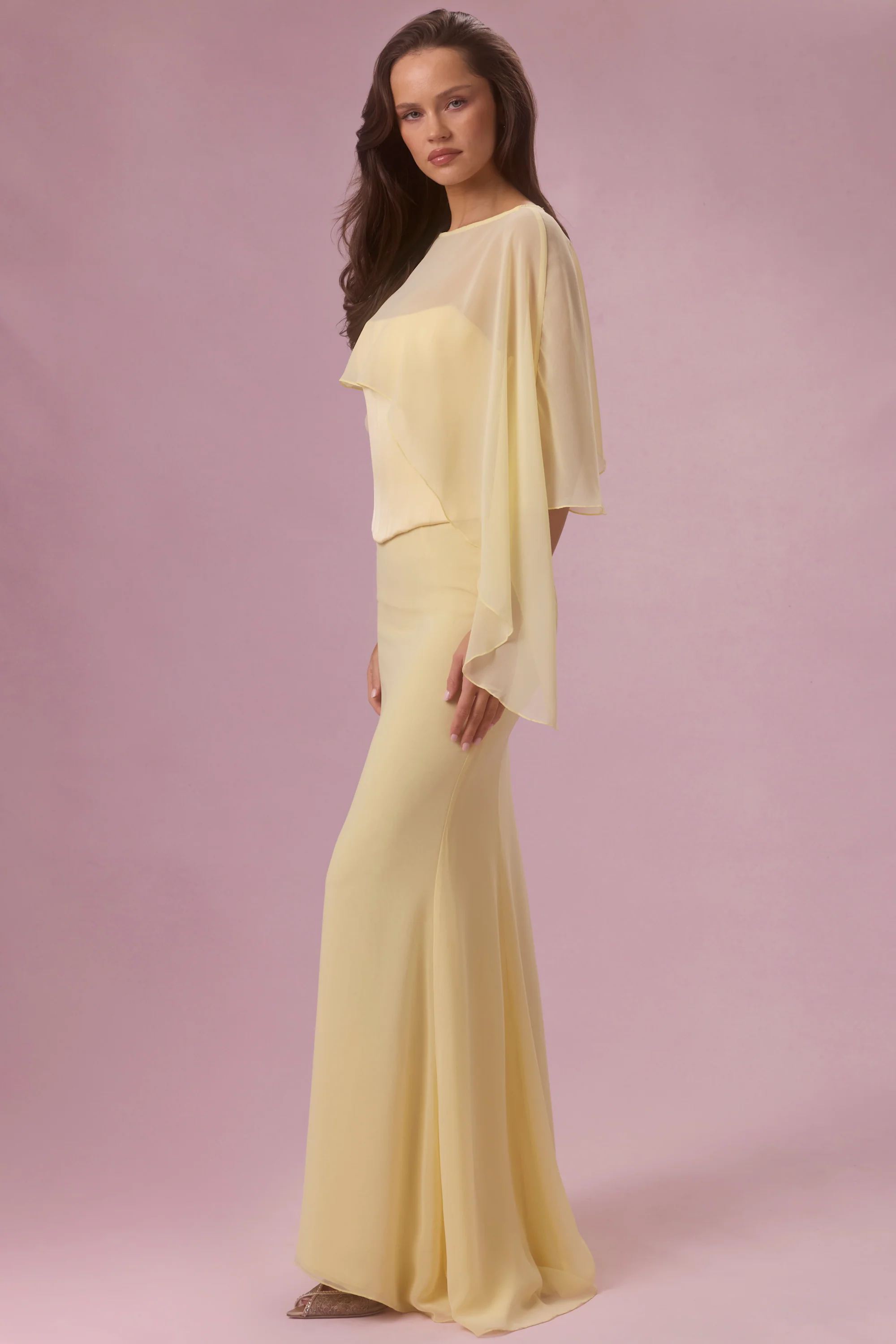 Chiffon Cape in Butter Yellow - Image 3