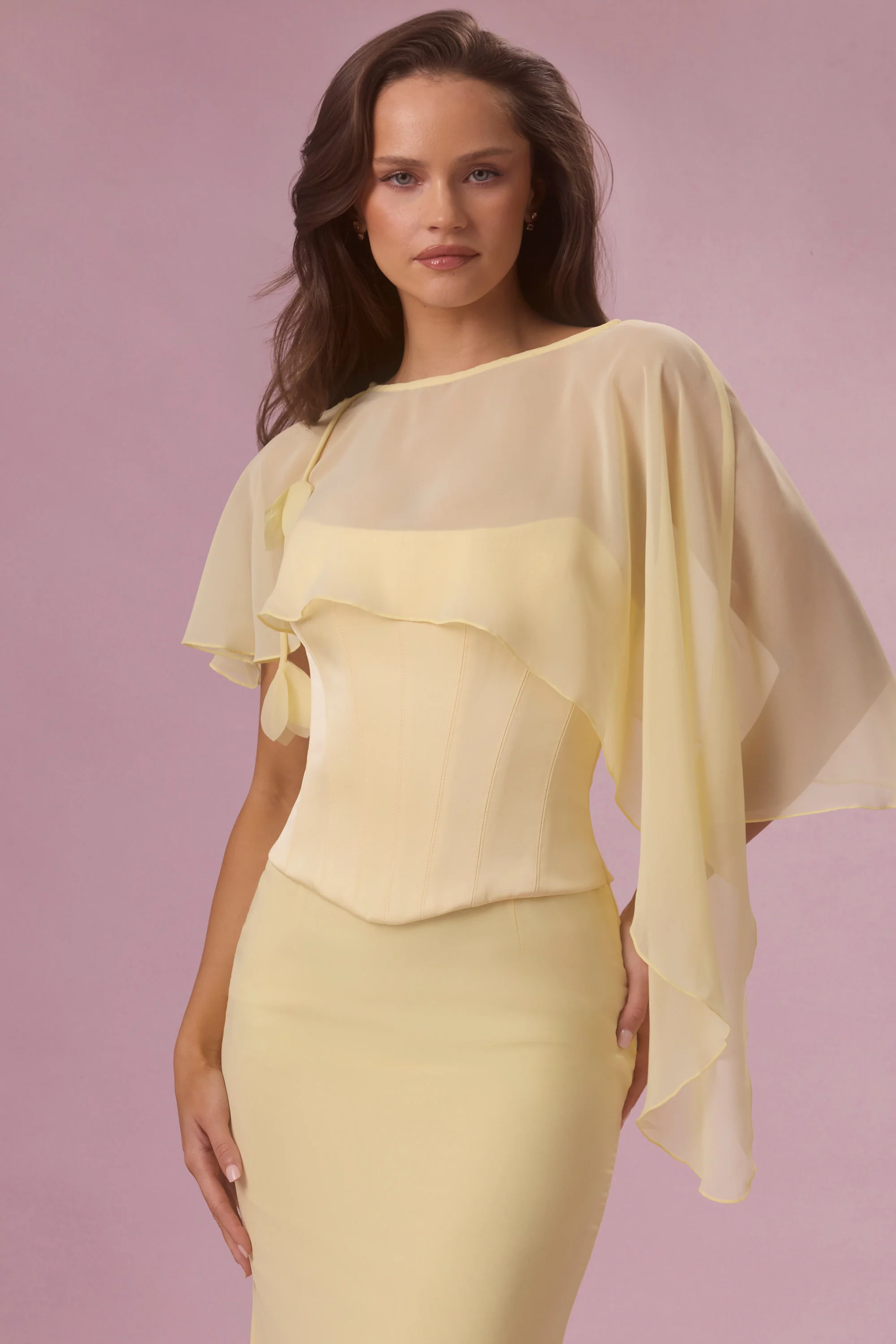 Chiffon Cape in Butter Yellow - Image 4