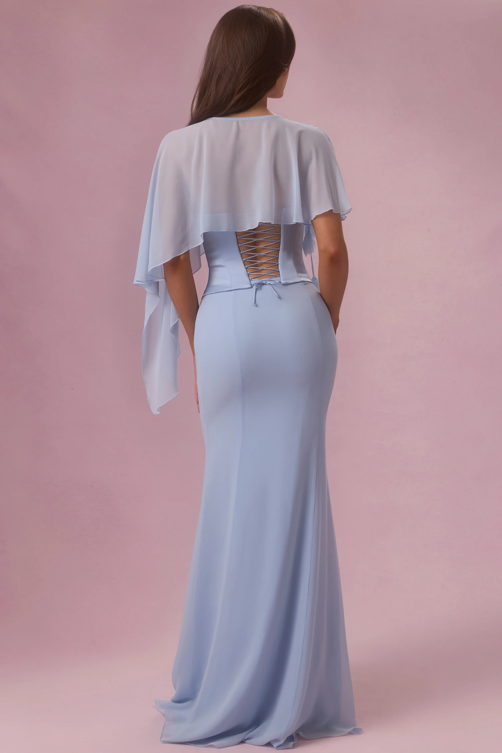 Chiffon Cape in Powder Blue - Image 2