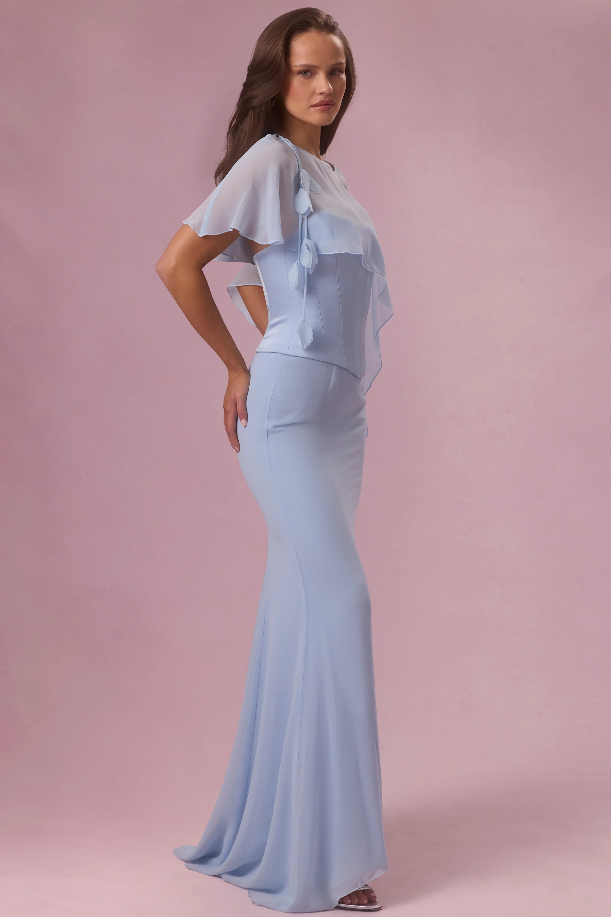 Chiffon Cape in Powder Blue - Image 5