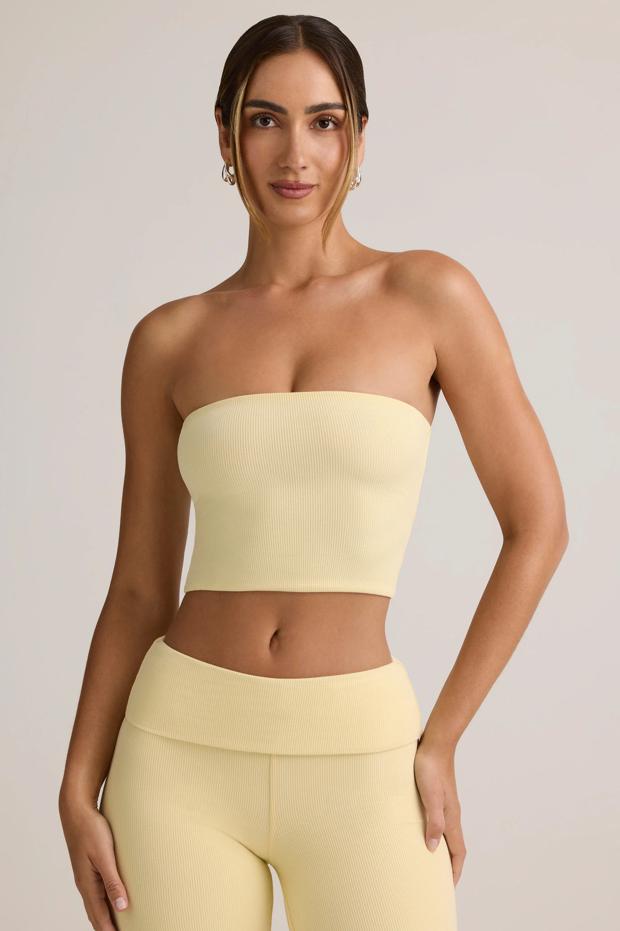 Modal Strapless Crop Top in Buttercream Yellow - Image 5