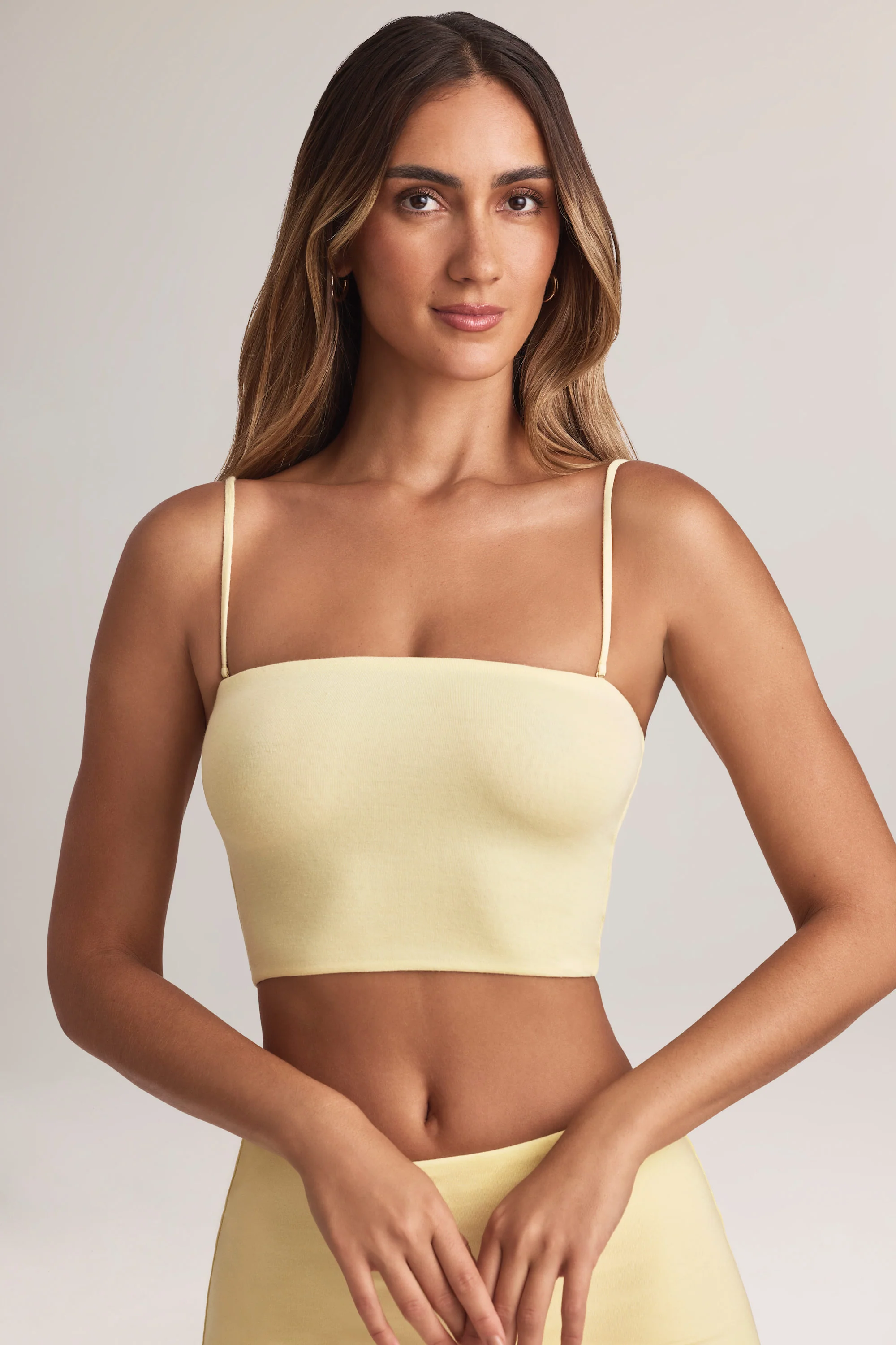 Modal Strapless Crop Top in Lemon Sherbet - Image 5