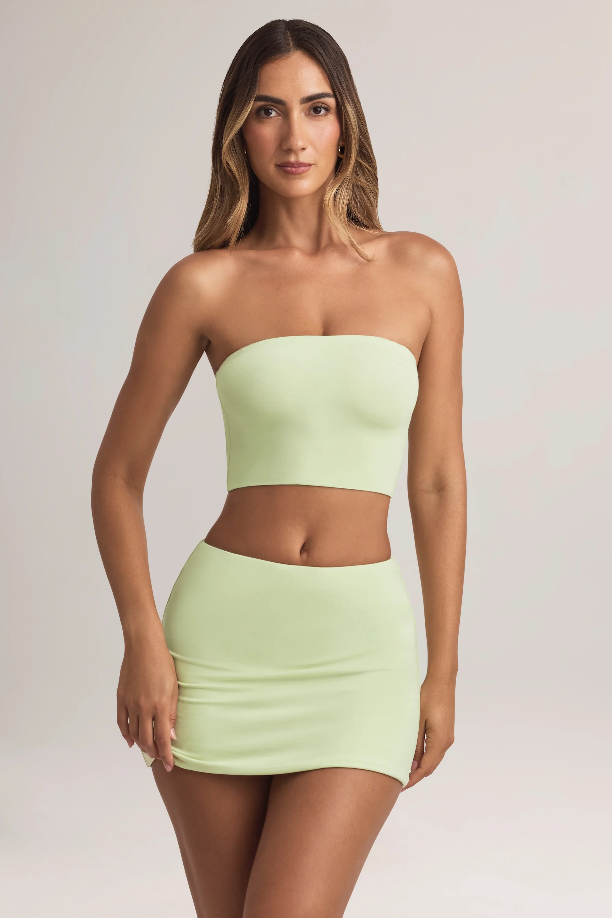 Modal Strapless Crop Top in Sage Green - Image 6