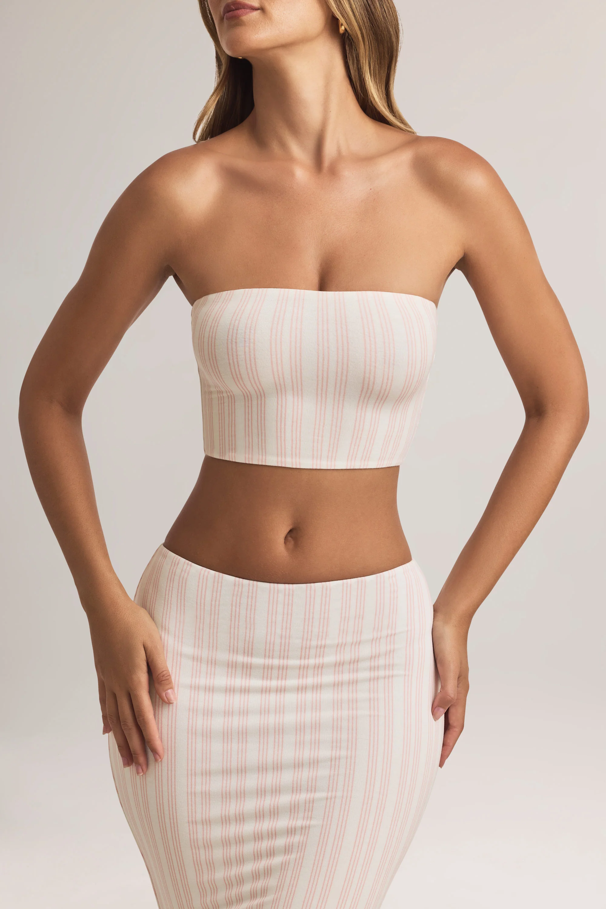 Modal Strapless Crop Top in Stripe Print - Image 4