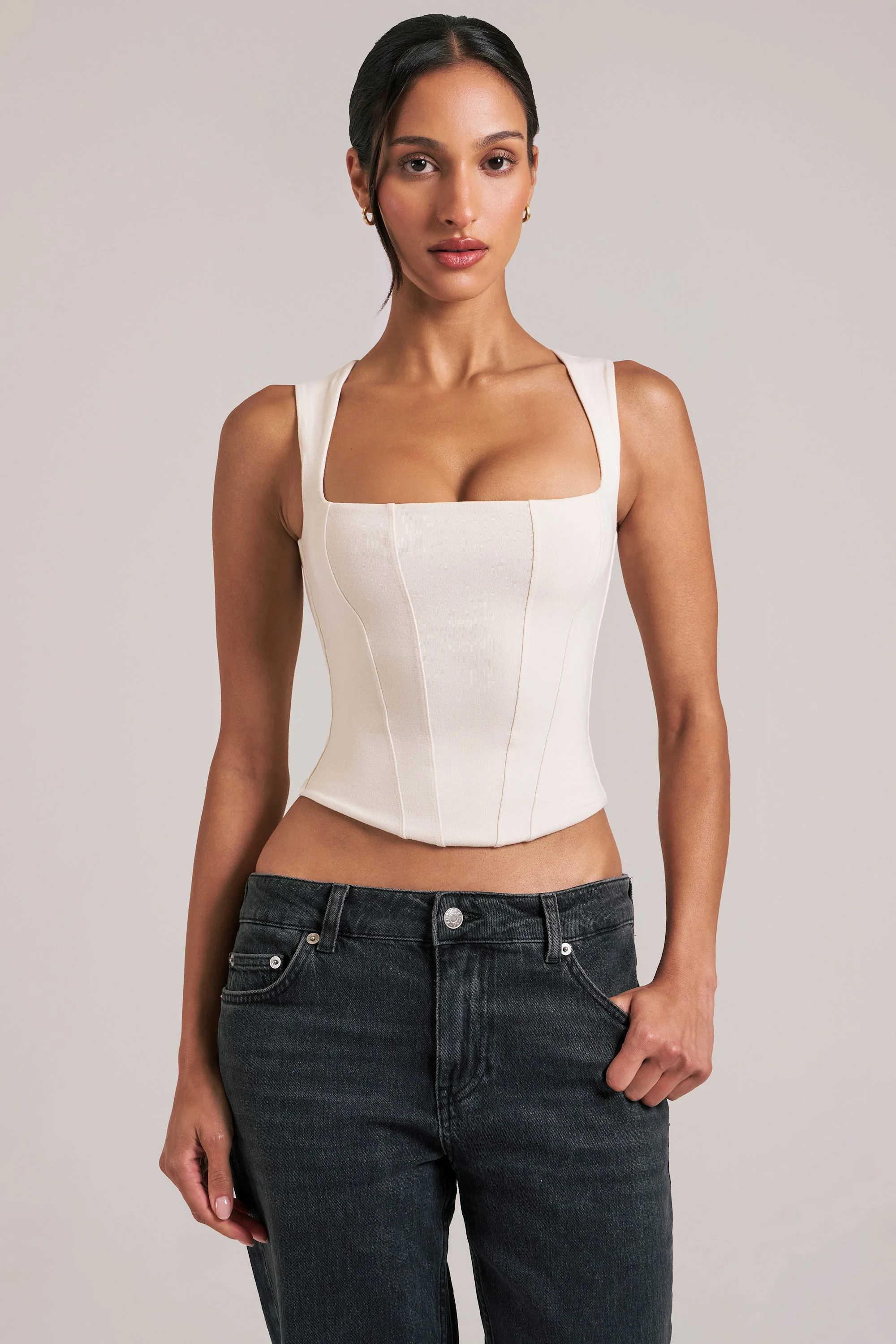 Modal Square-Neck Top in Ivory - Image 7