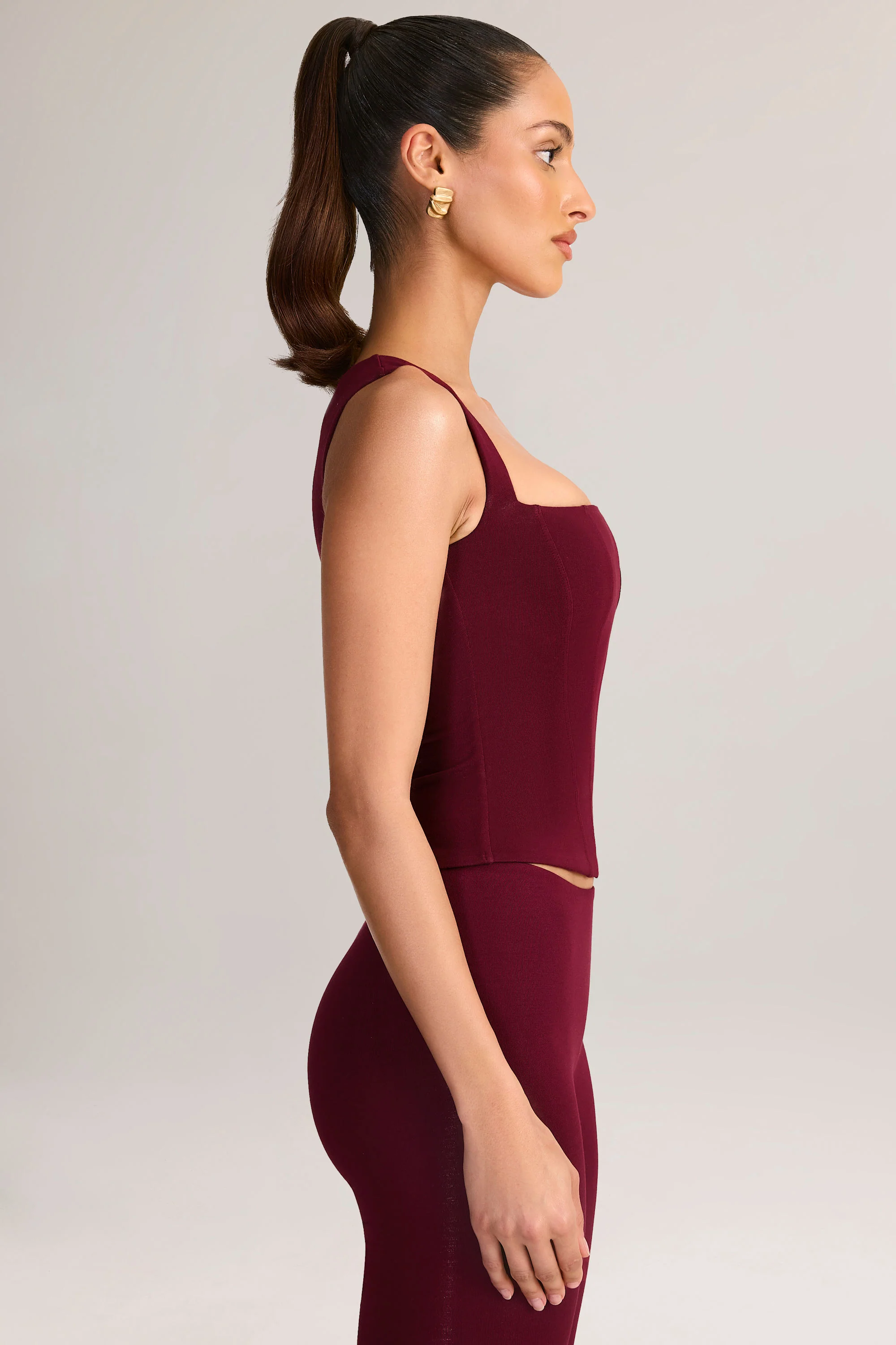 Modal Square-Neck Top in Wine - Image 3