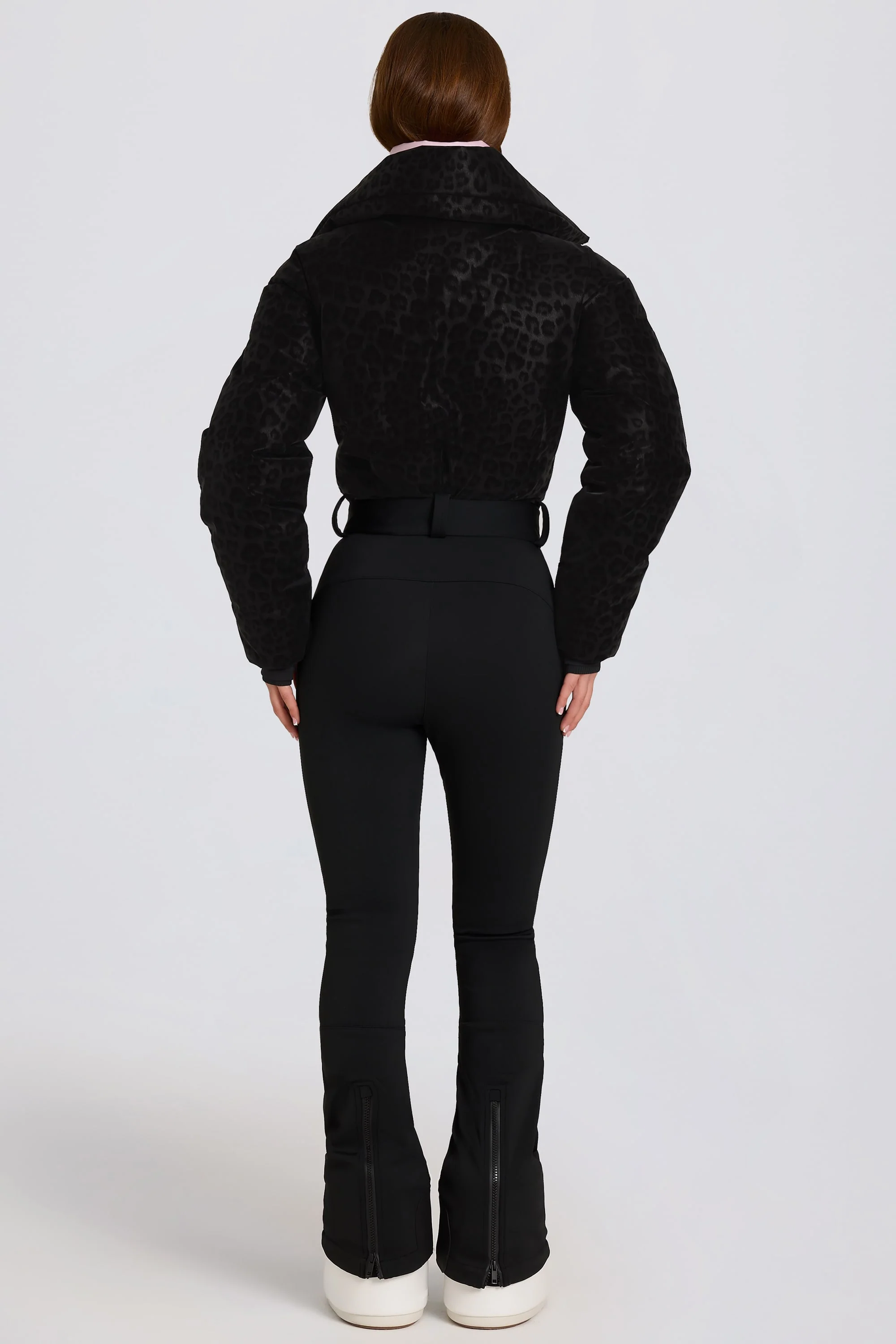 Waterproof Belted Layered Ski Suit in Black Leopard - Image 2