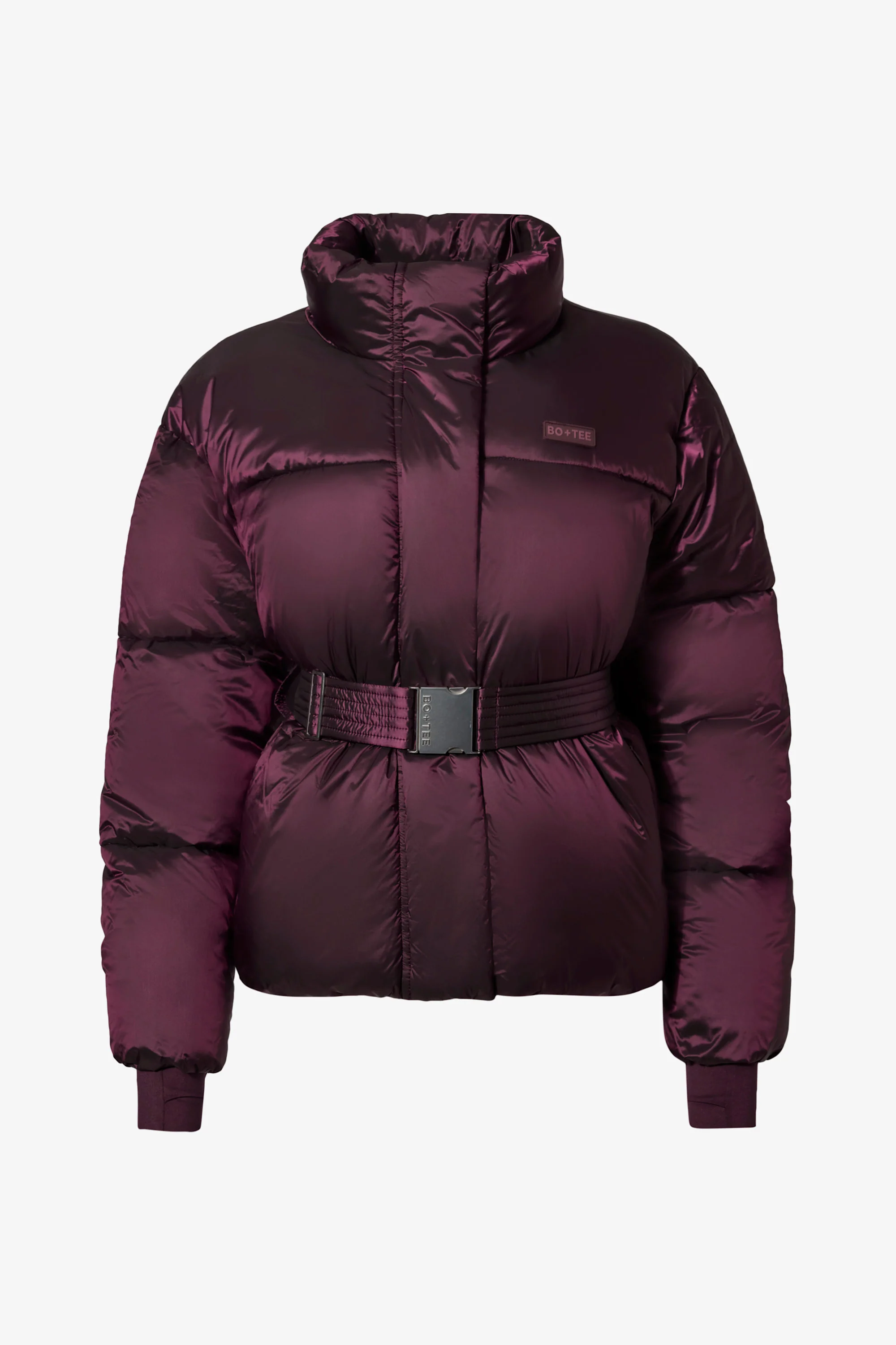 Waterproof Belted Oversized Ski Jacket in Burgundy - Image 3