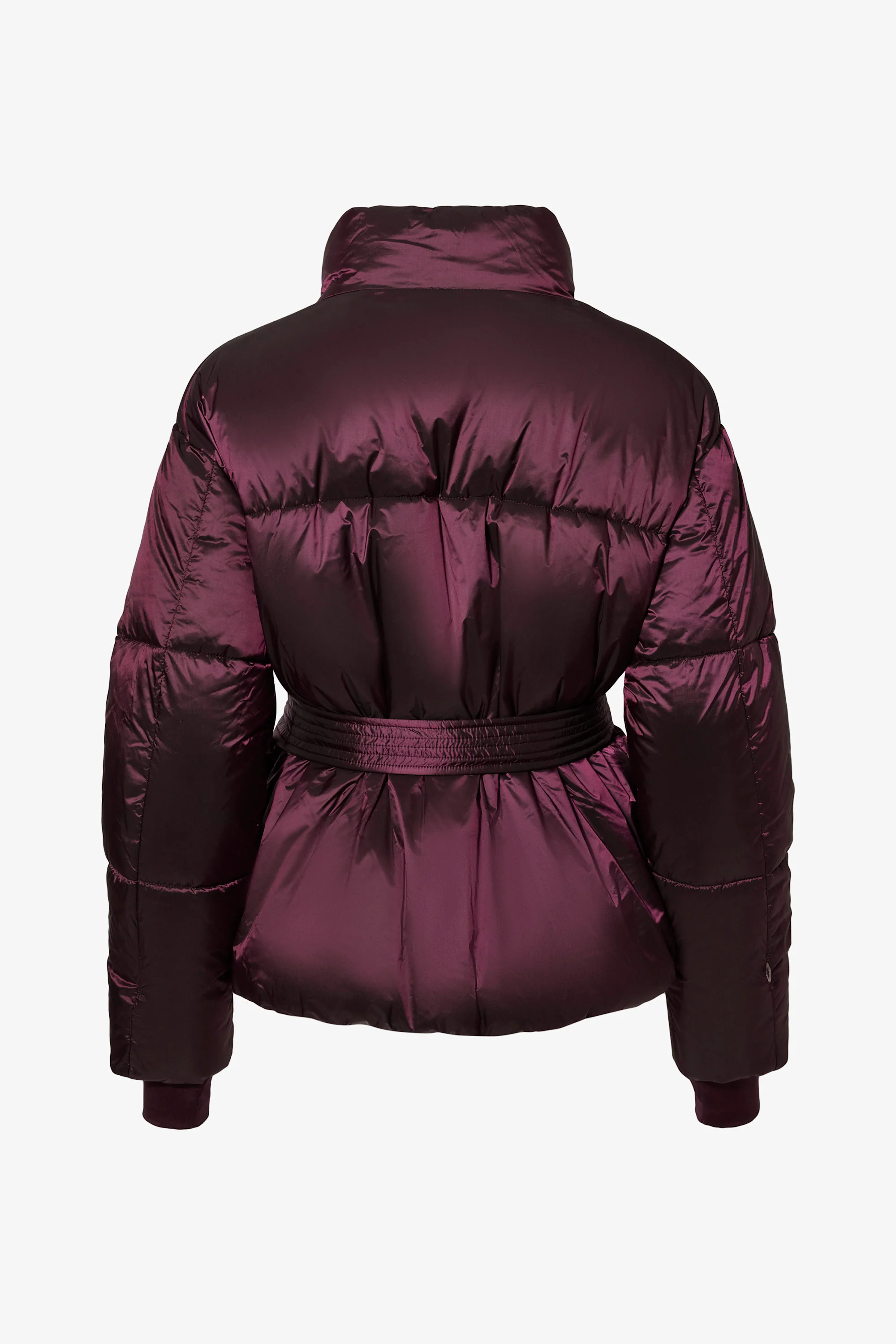 Waterproof Belted Oversized Ski Jacket in Burgundy - Image 4