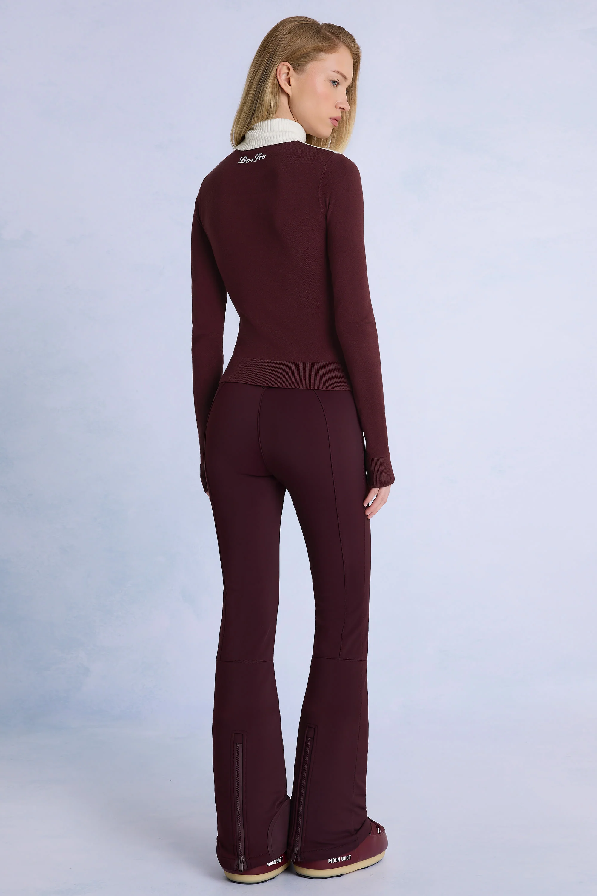 Waterproof Belted Ski Salopettes in Burgundy - Image 2