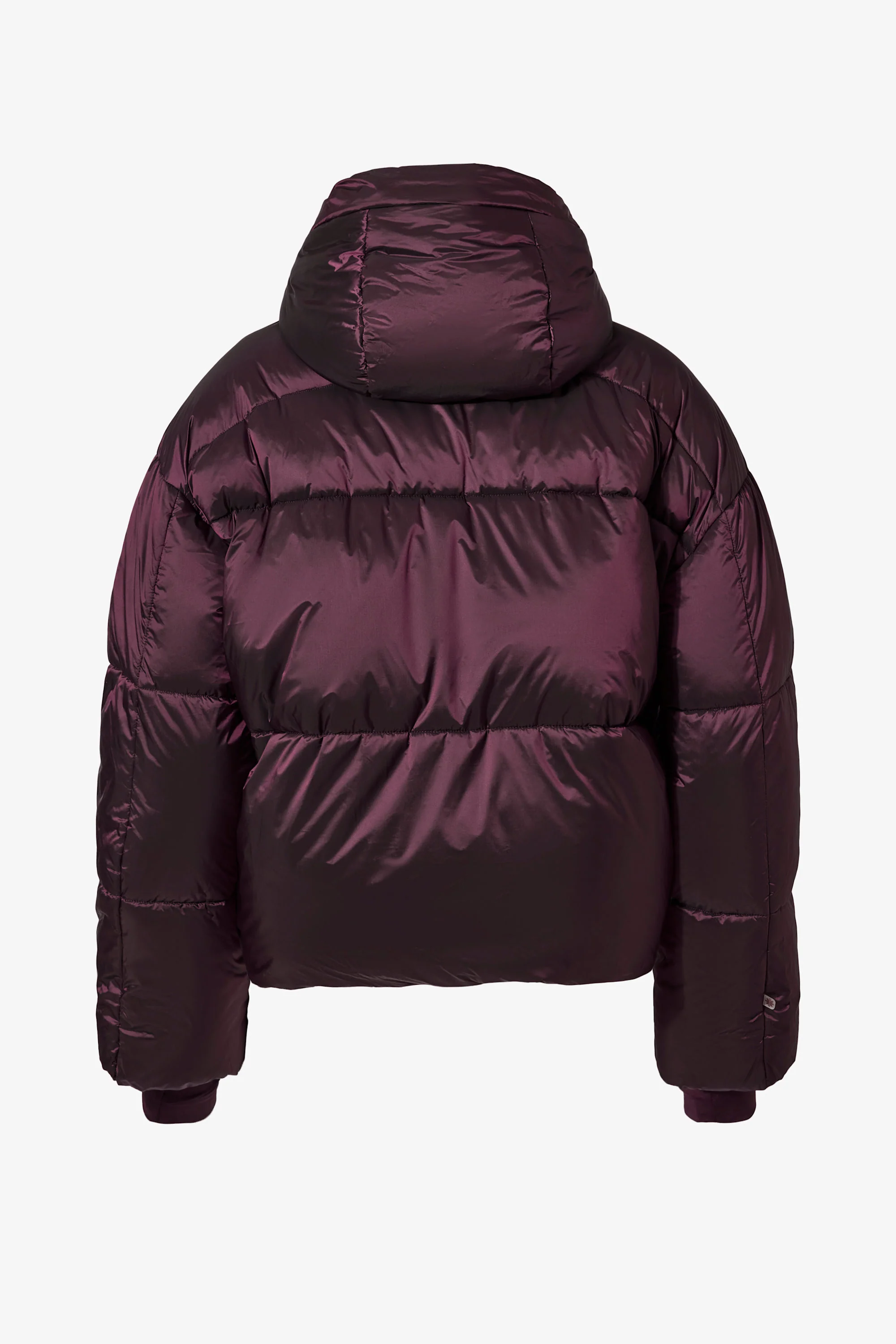 Waterproof Cropped Oversized Ski Jacket in Burgundy - Image 3