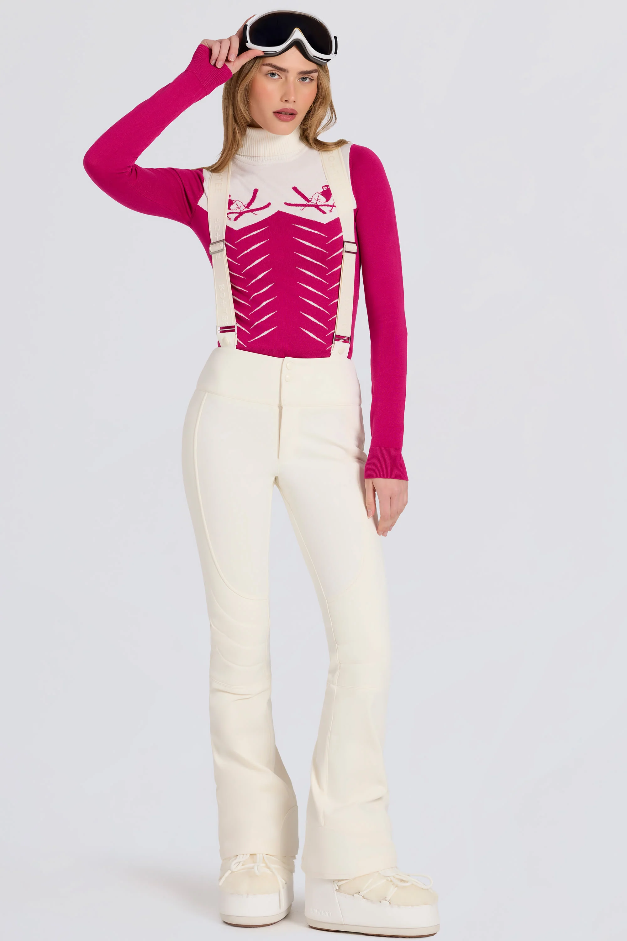 Waterproof High-Rise Salopettes with Suspenders in Ice - Image 6