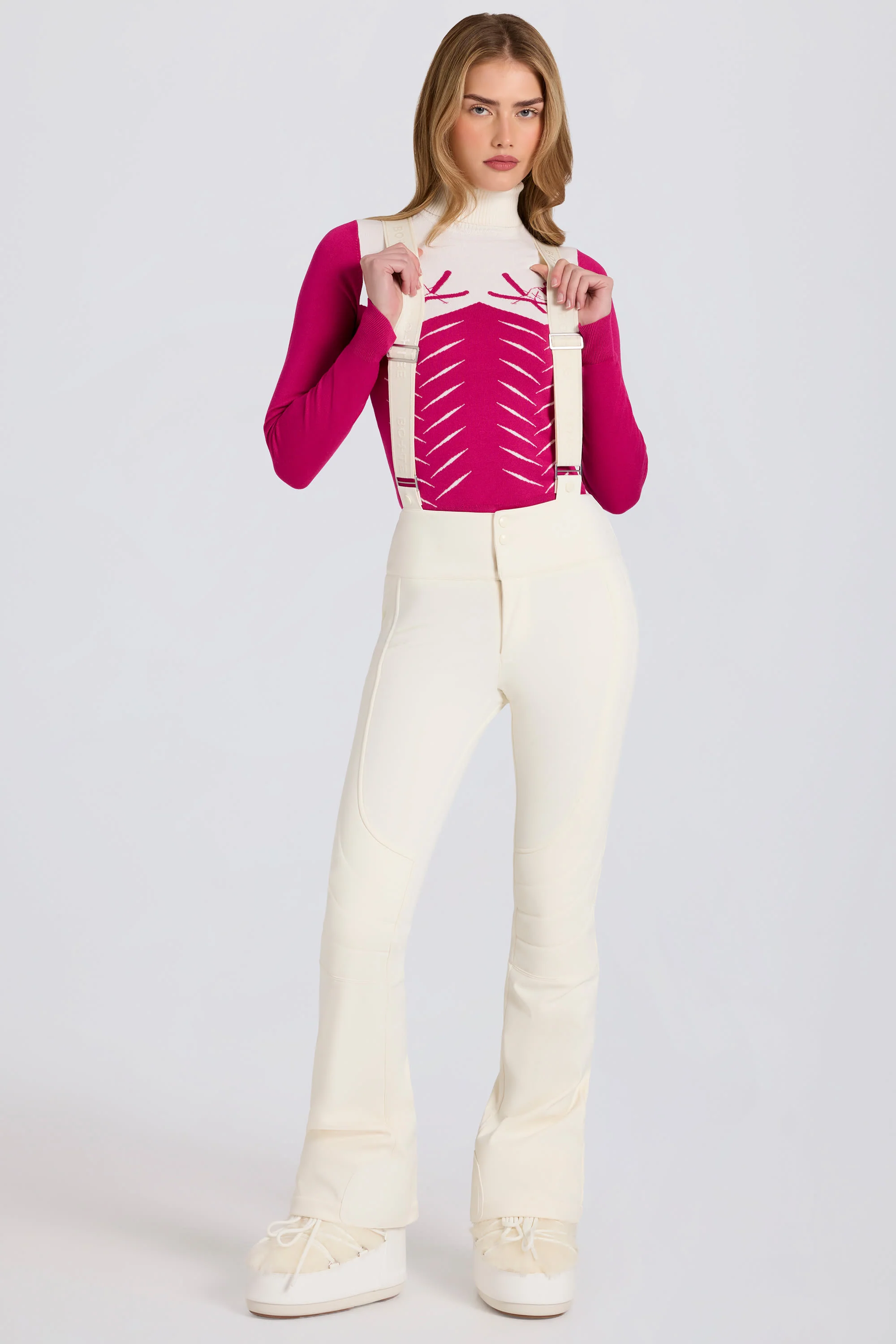 Waterproof High-Rise Salopettes with Suspenders in Ice - Image 7