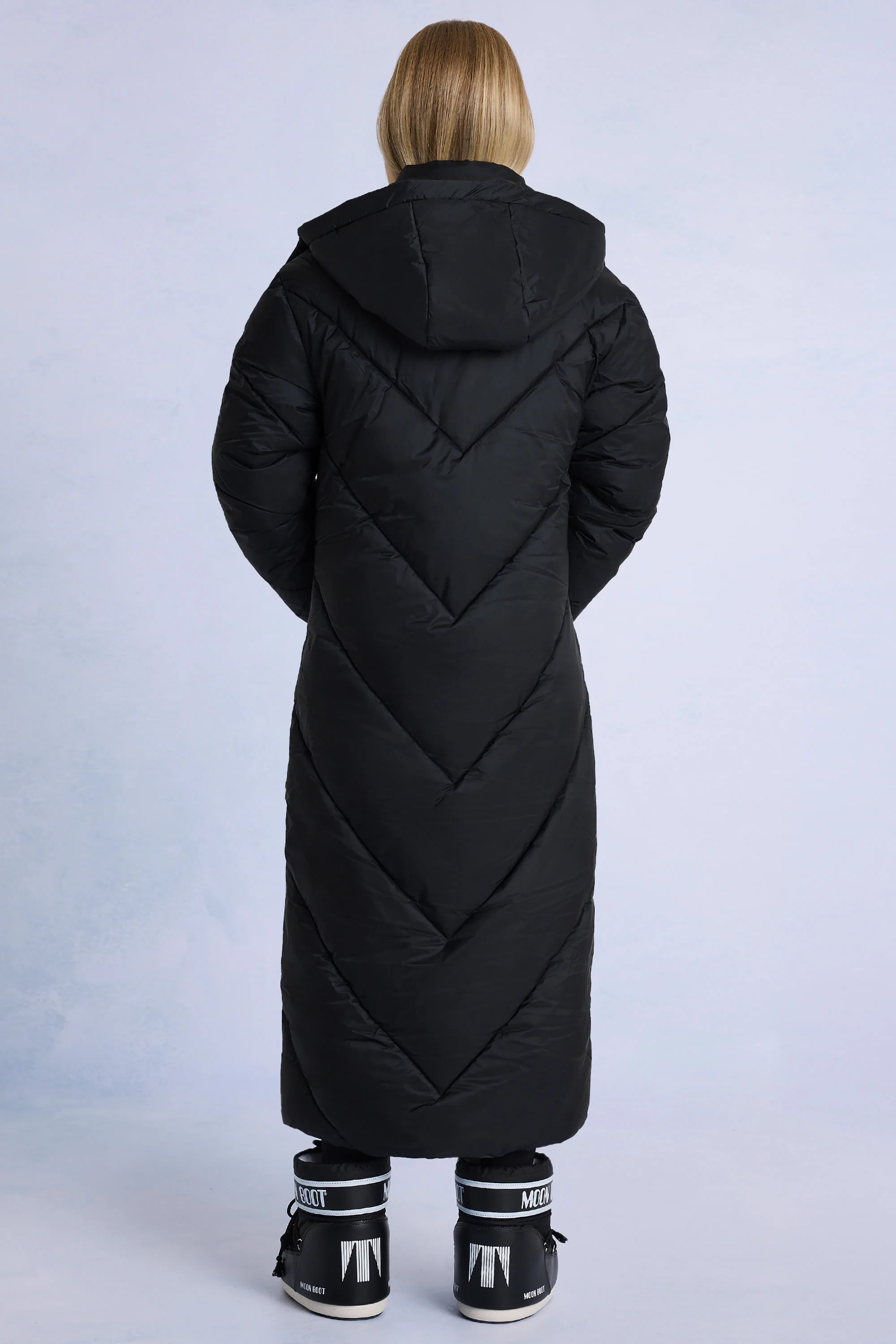Waterproof Hooded Long Parka Coat in Black - Image 2