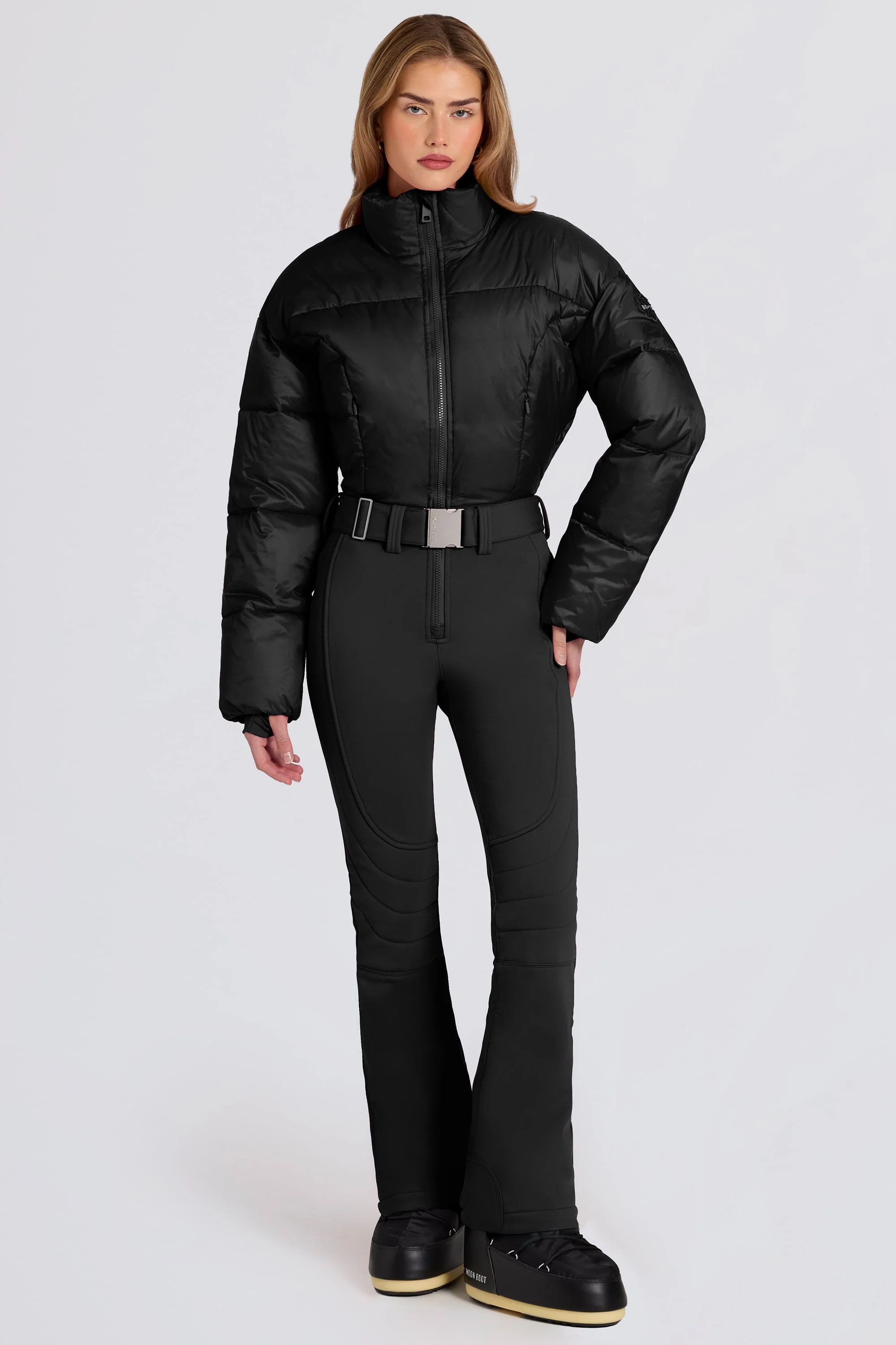 Waterproof Padded Belted Ski Suit in Black - Image 4