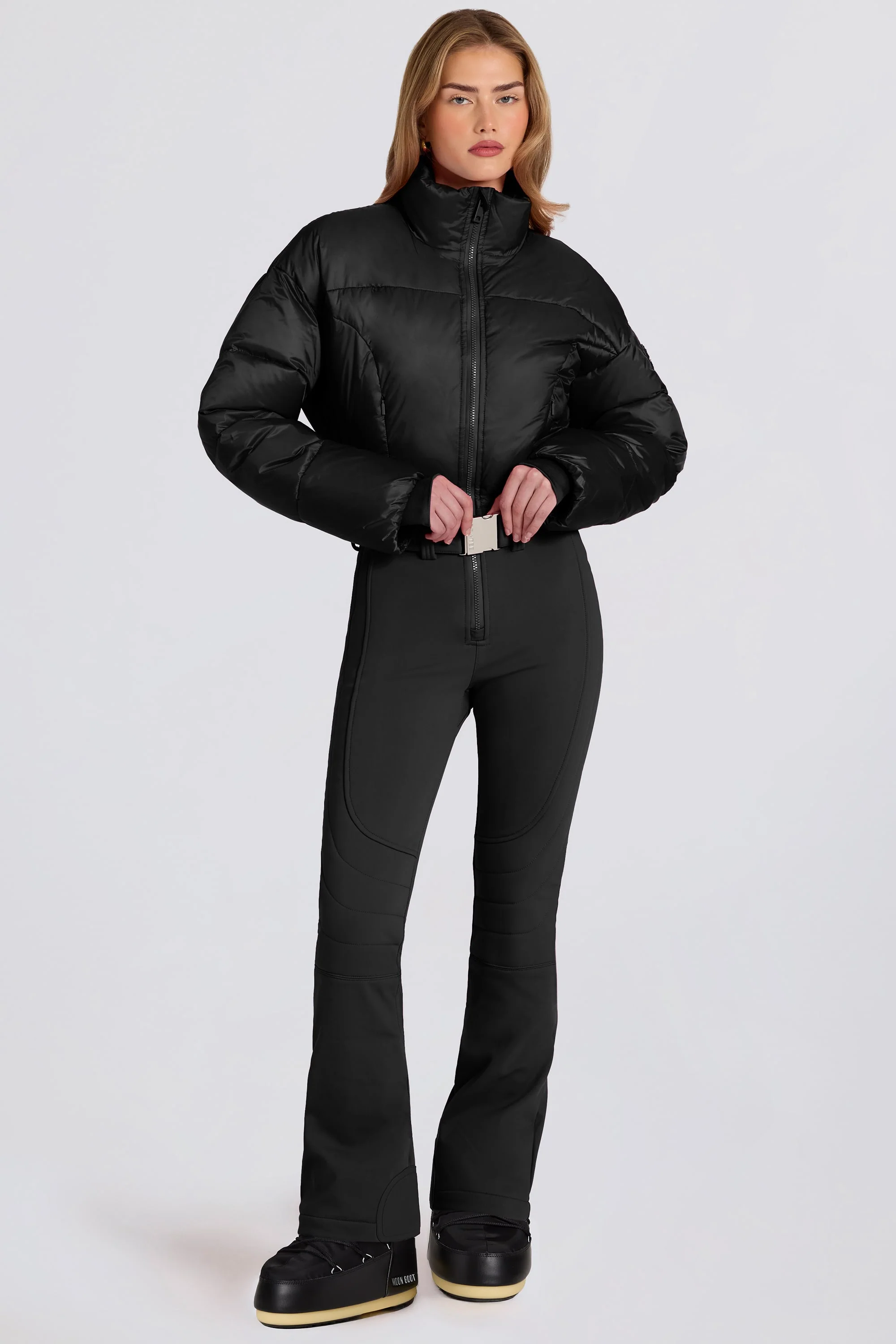 Waterproof Padded Belted Ski Suit in Black - Image 7